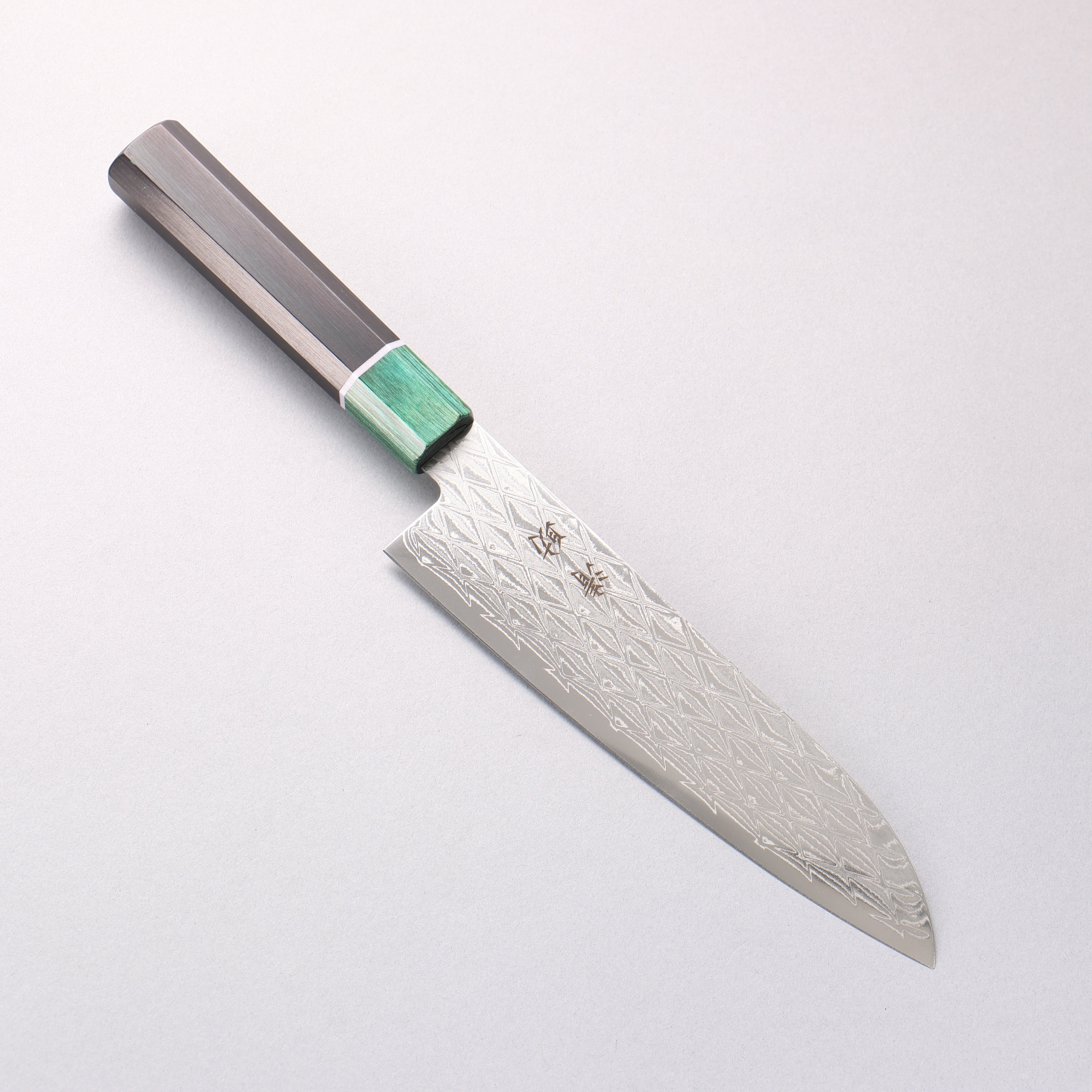 Seisuke AUS10 Mirror Crossed Santoku 180mm Black & Green Pakkawood Handle