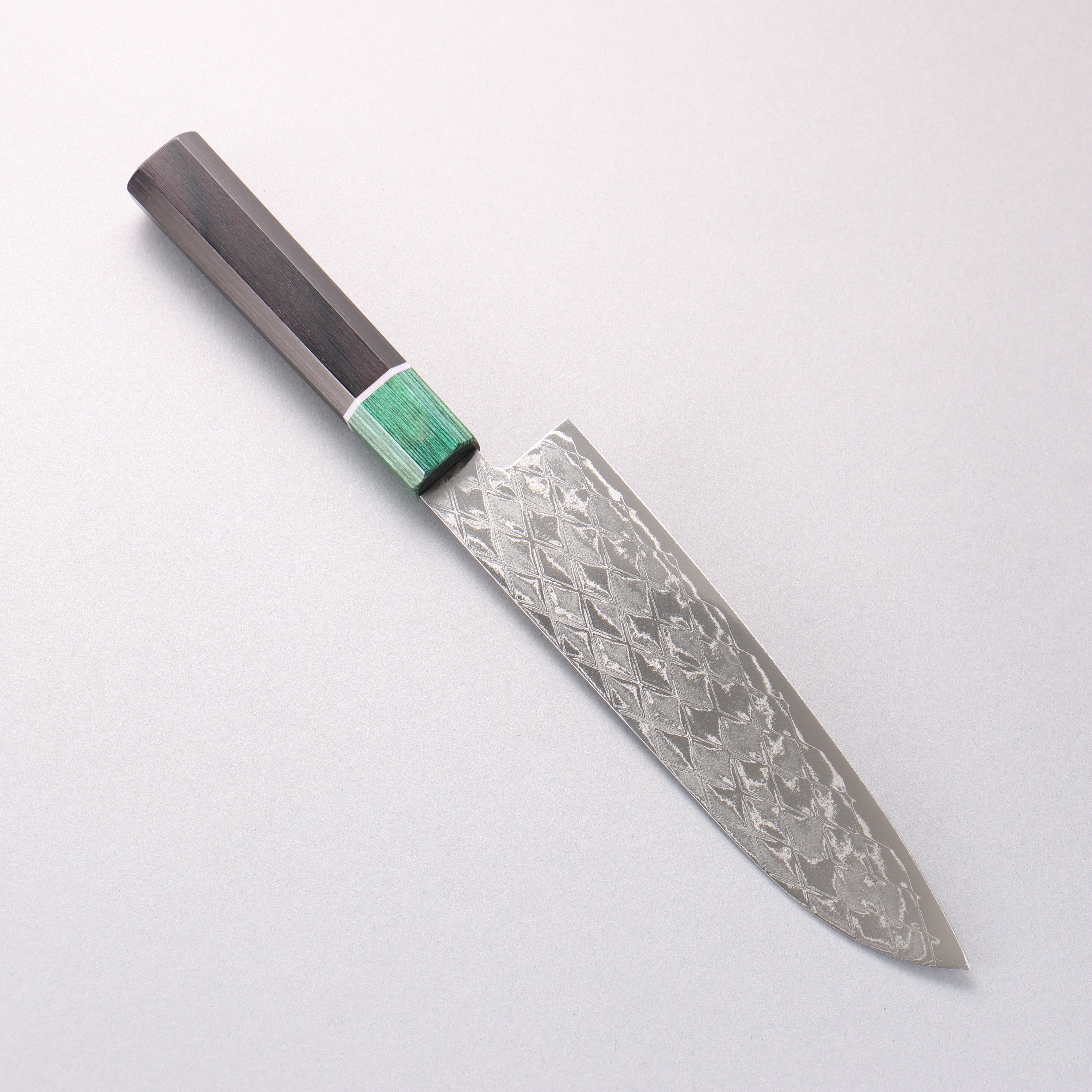 Seisuke AUS10 Mirror Crossed Santoku 180mm Black & Green Pakkawood Handle - Seisuke Knife