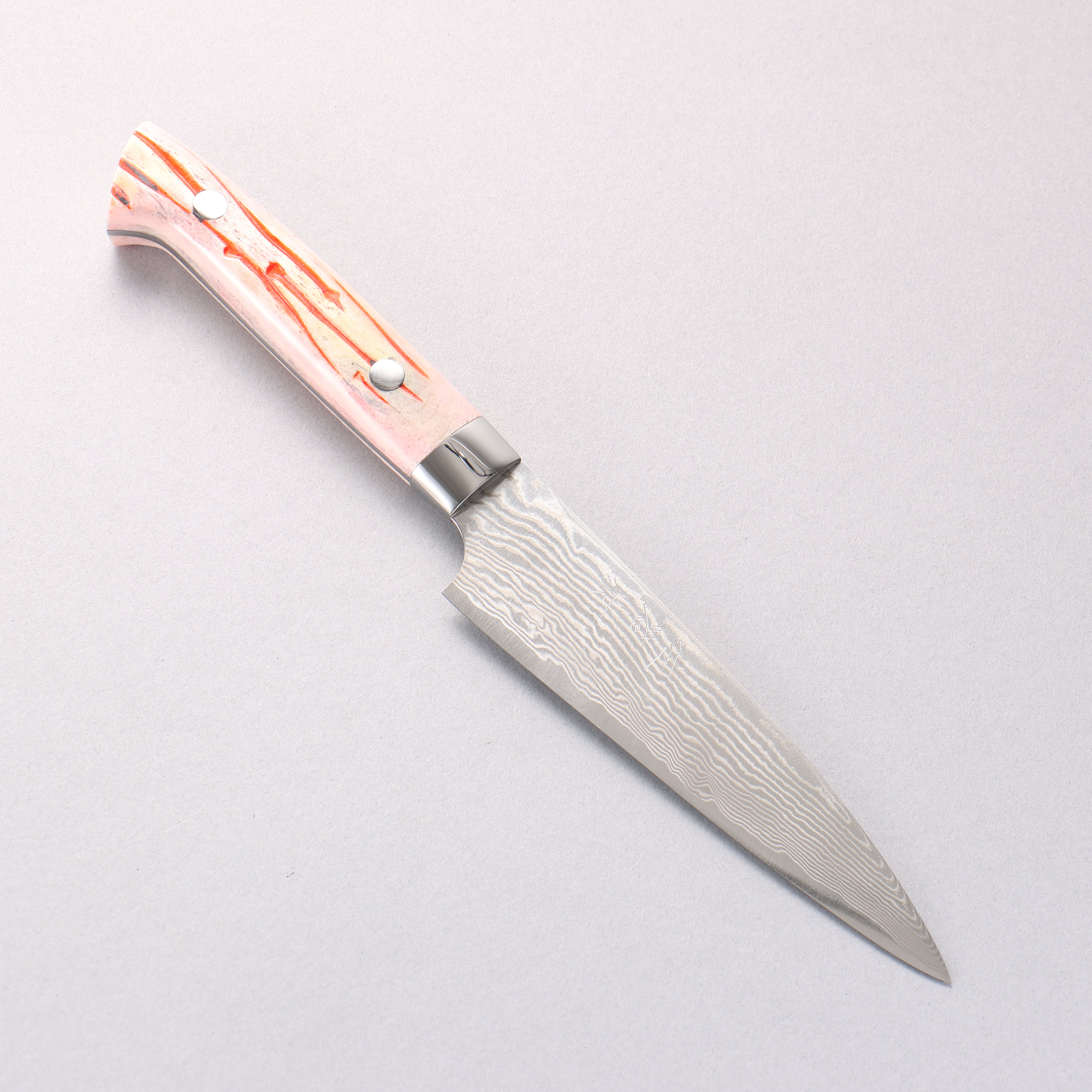 Takeshi Saji SPG STRIX Damascus Petty-Utility 130mm Orange Cow Bone Handle