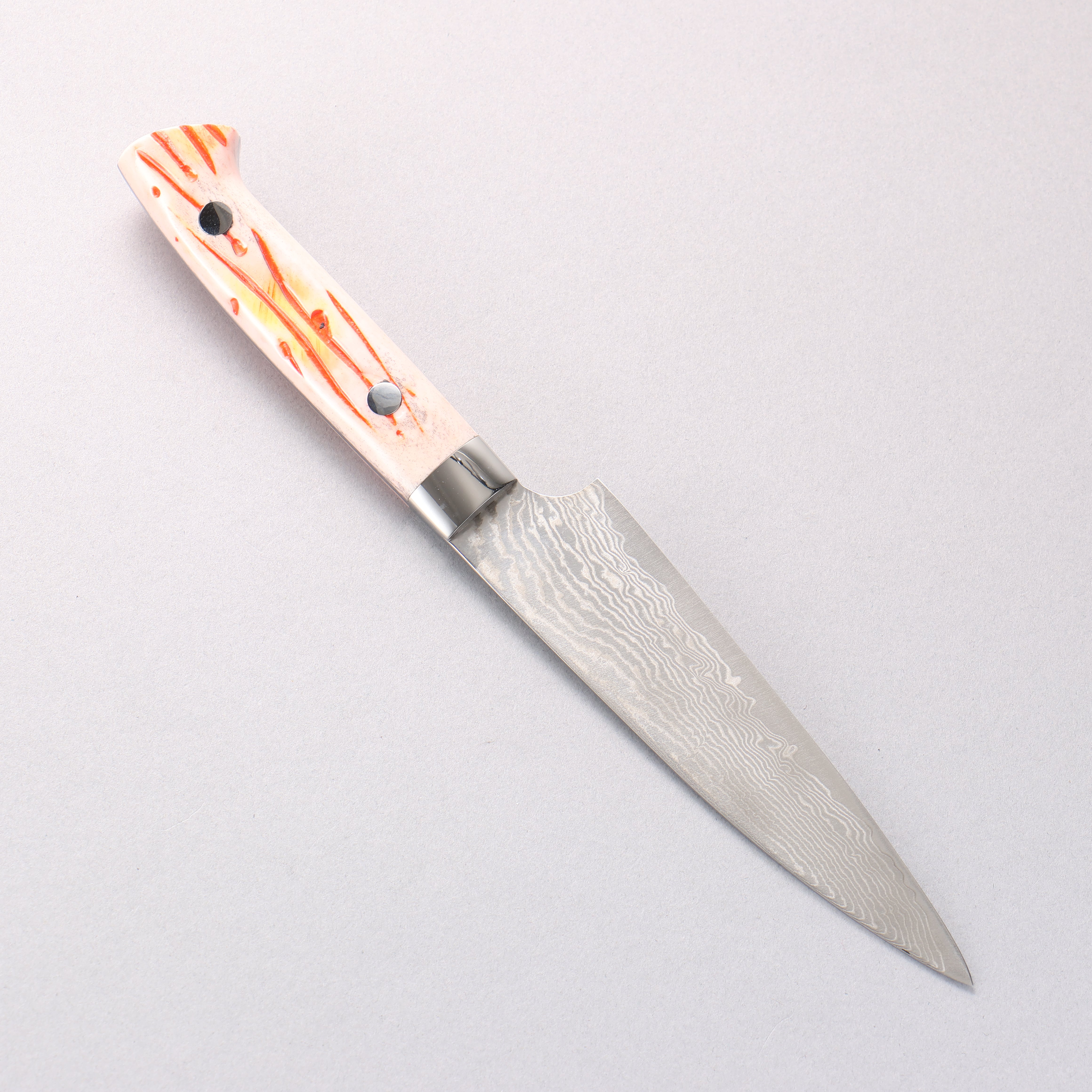Takeshi Saji SPG STRIX Damascus Petty-Utility 130mm Orange Cow Bone Handle