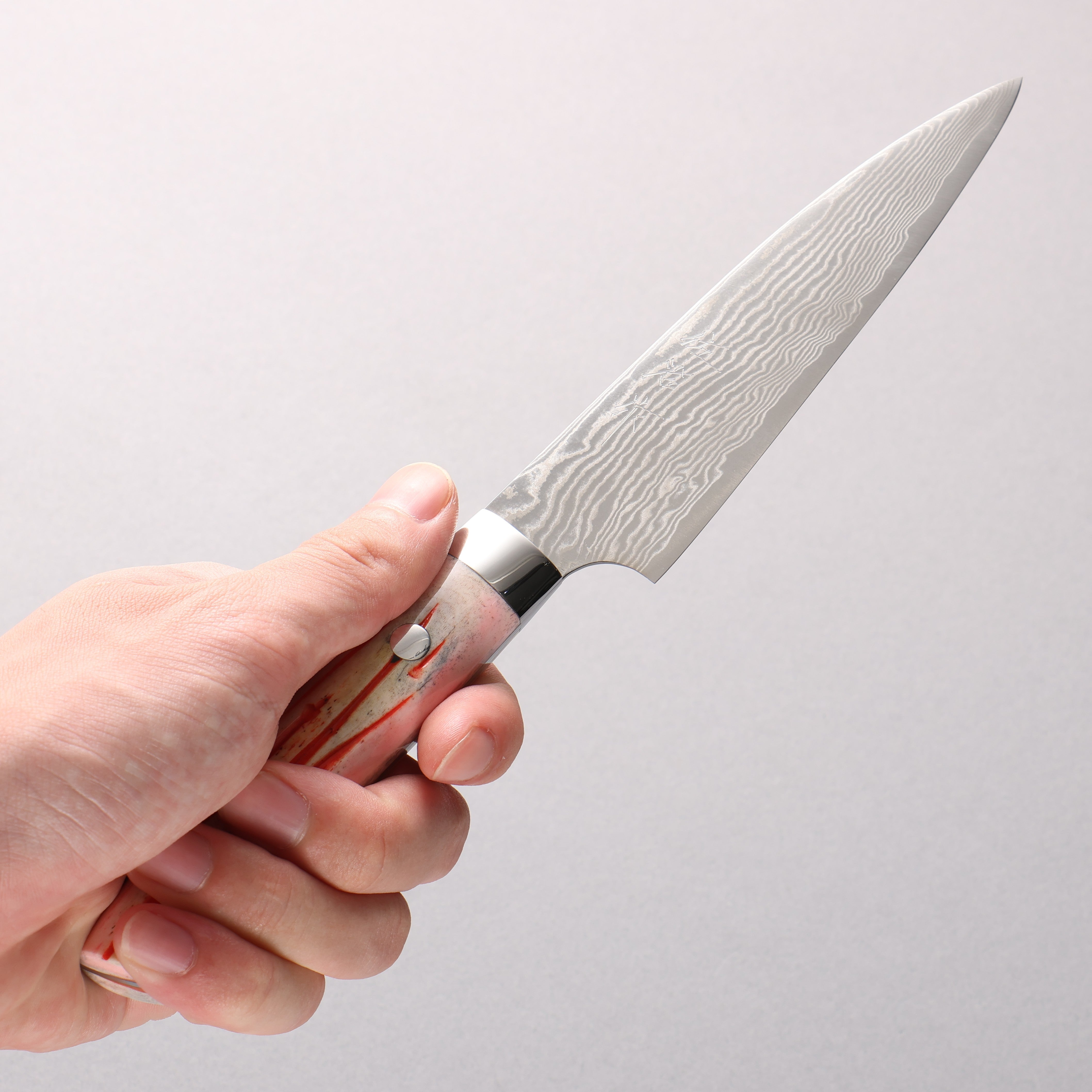 Takeshi Saji SPG STRIX Damascus Petty-Utility 130mm Orange Cow Bone Handle
