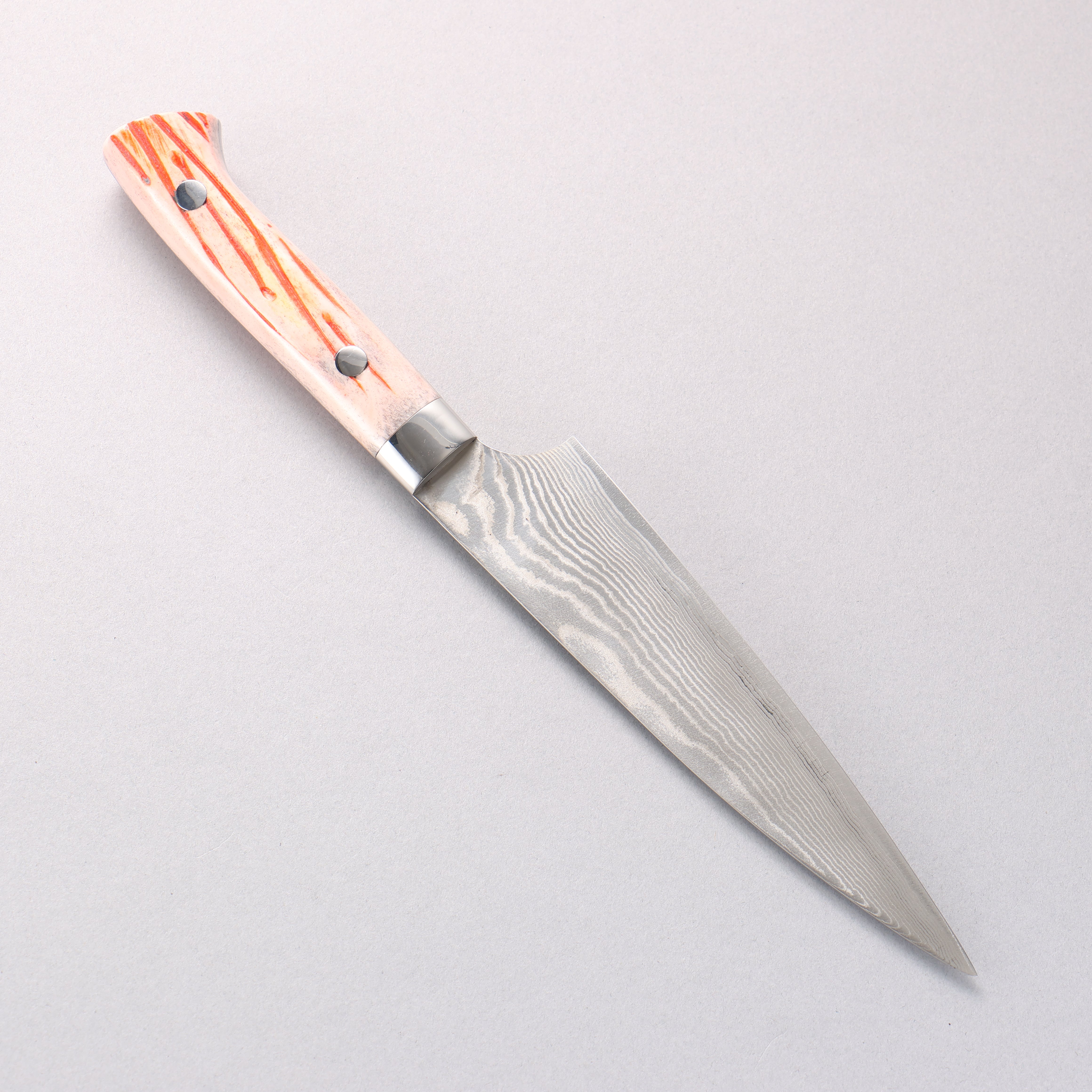 Takeshi Saji SPG STRIX Damascus Petty-Utility 150mm Orange Cow Bone Handle