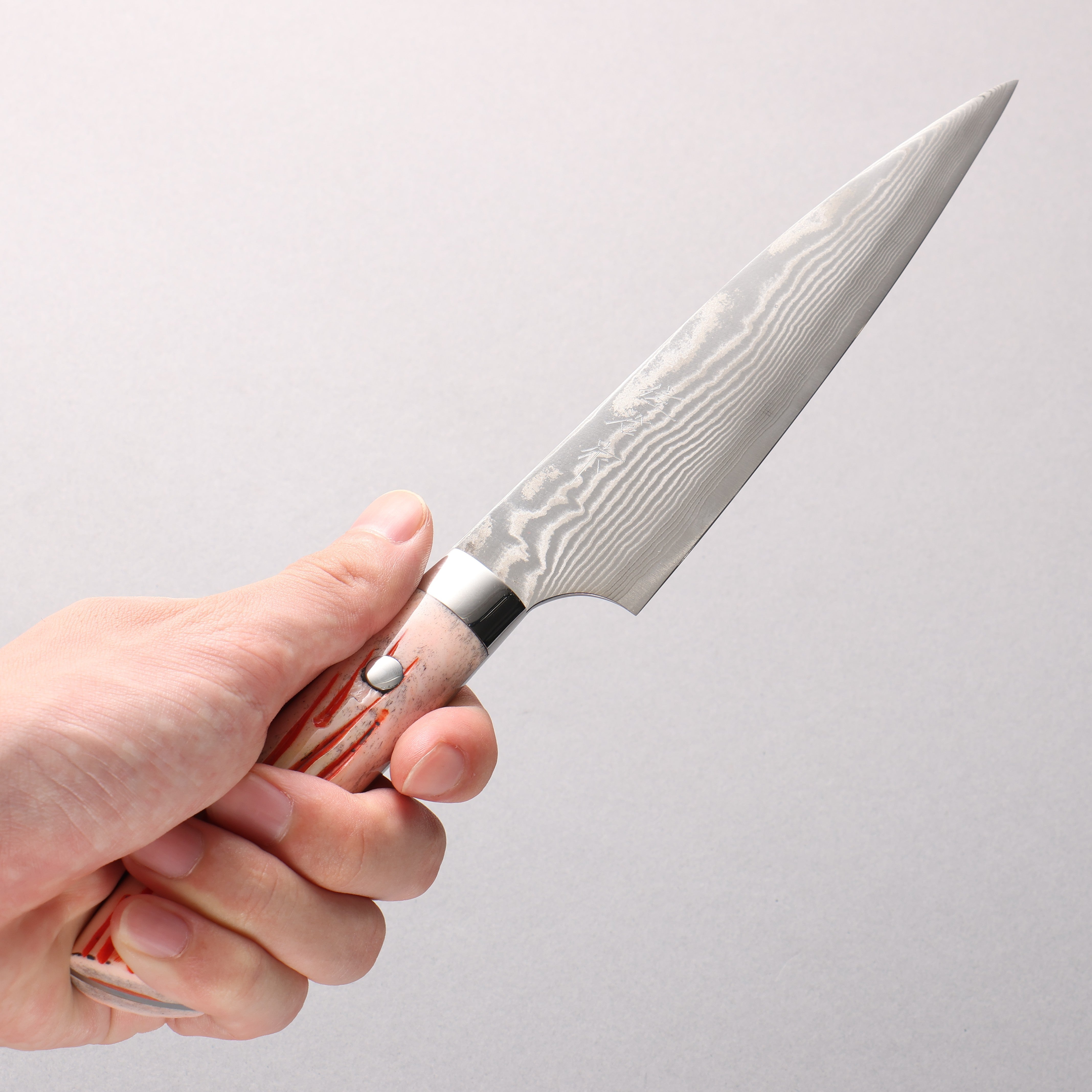 Takeshi Saji SPG STRIX Damascus Petty-Utility 150mm Orange Cow Bone Handle