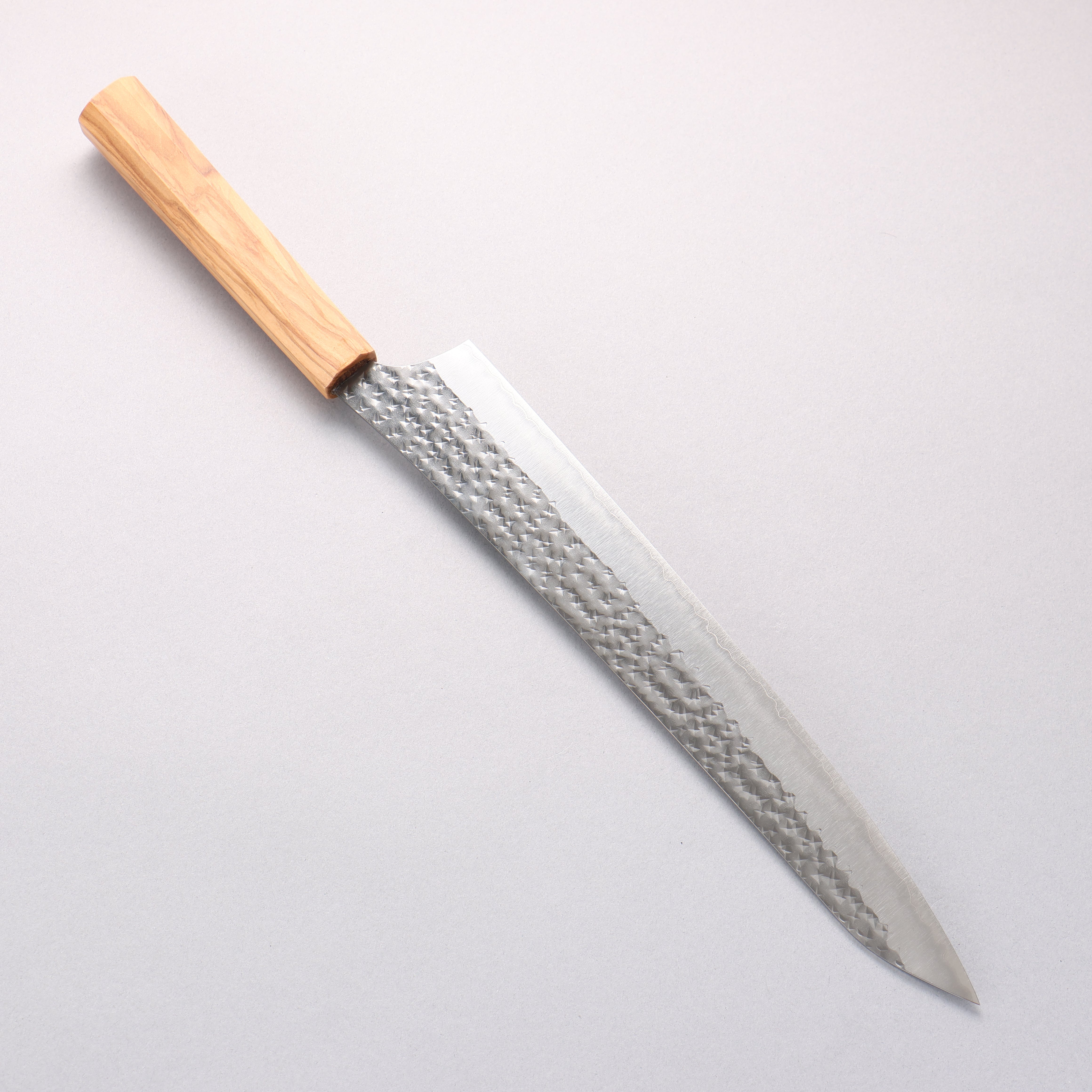 Yu Kurosaki Senko Ei SG2 Hammered Sujihiki 270mm Olive Wood Handle - Seisuke Knife