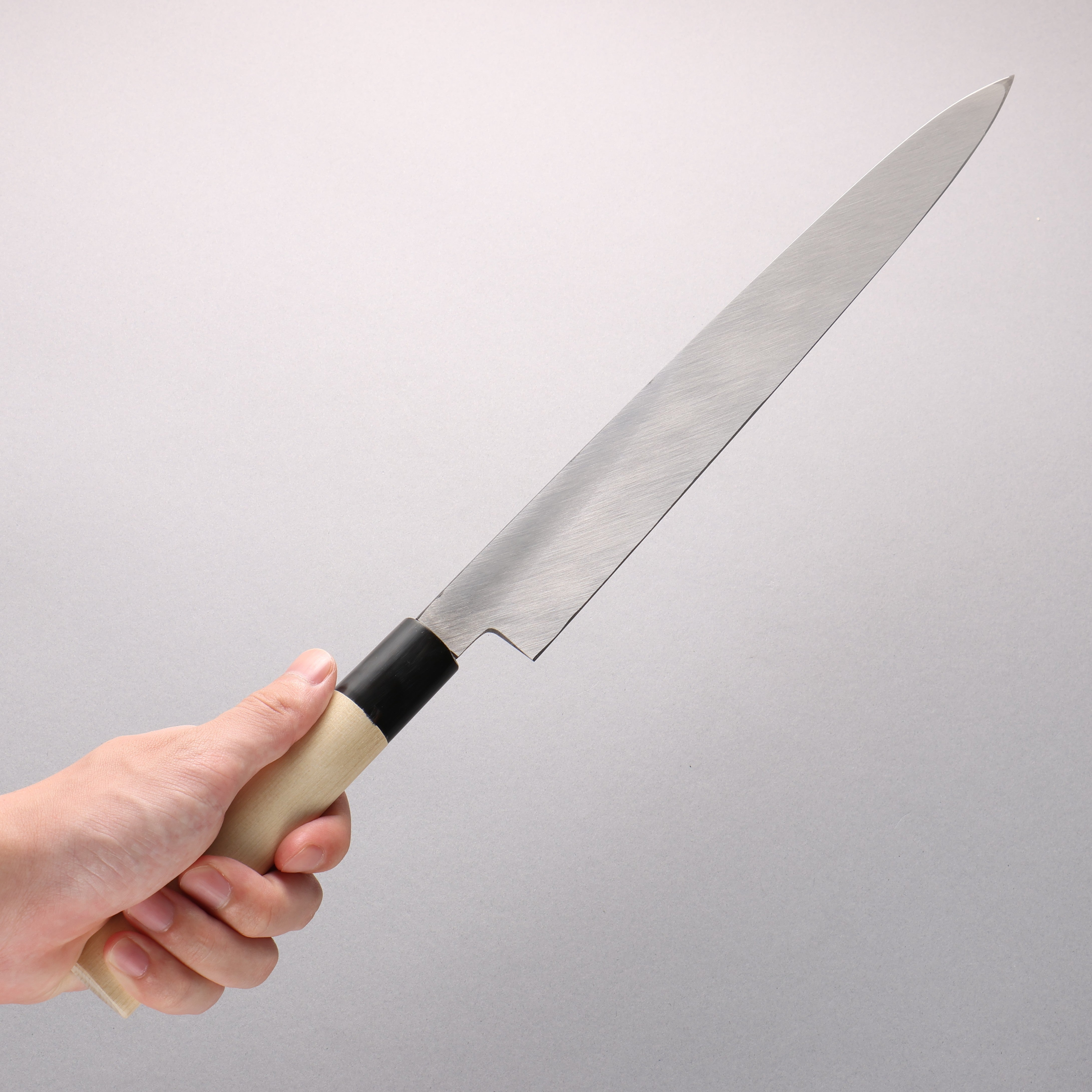 [Left Handed] Sakai Takayuki Kasumitogi White Steel Yanagiba Chef Knife with Water Buffalo Handle - Seisuke Knife