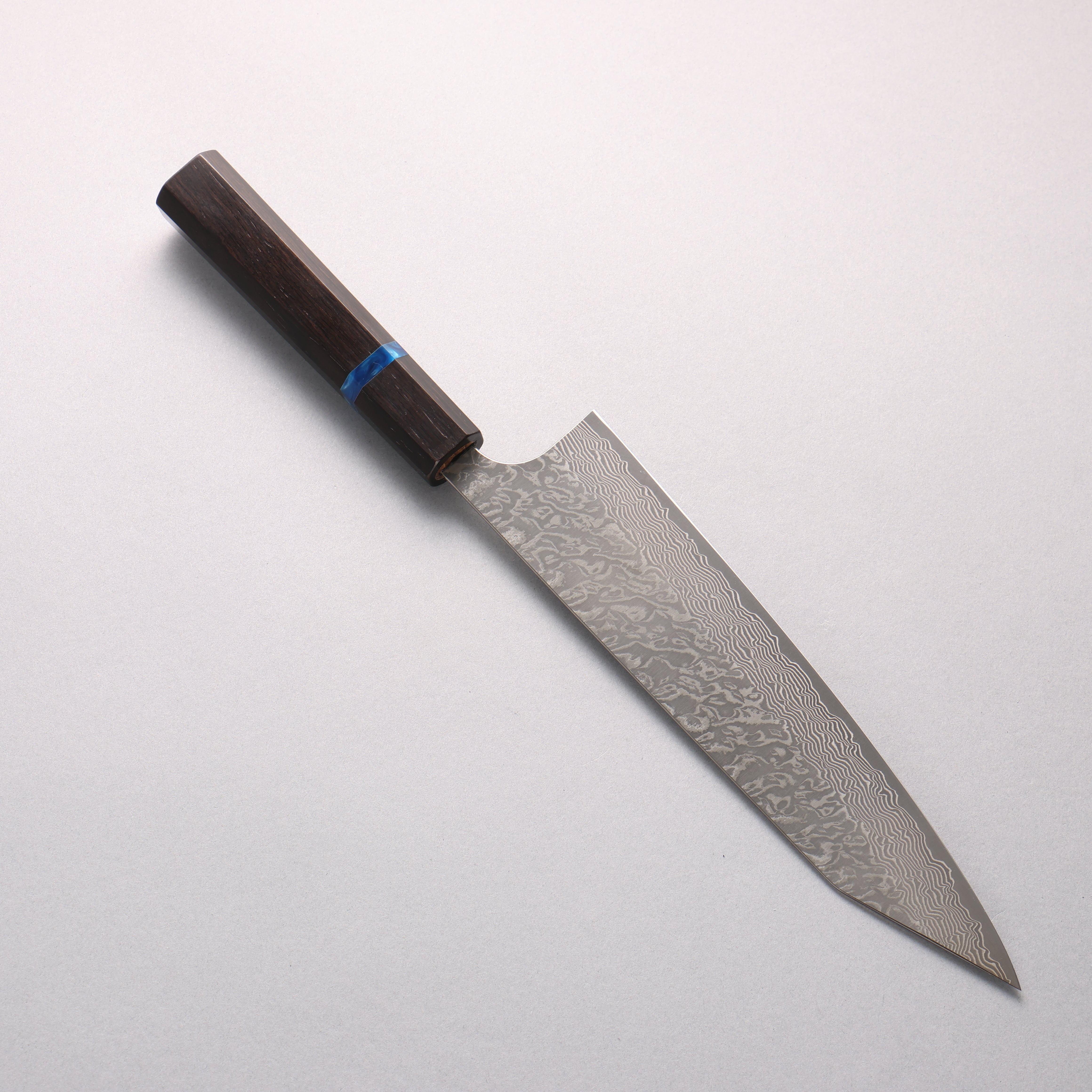 Yoshimi Kato VG10 Black Damascus Kiritsuke Gyuto 210mm Ebony (Blue Ring) Handle