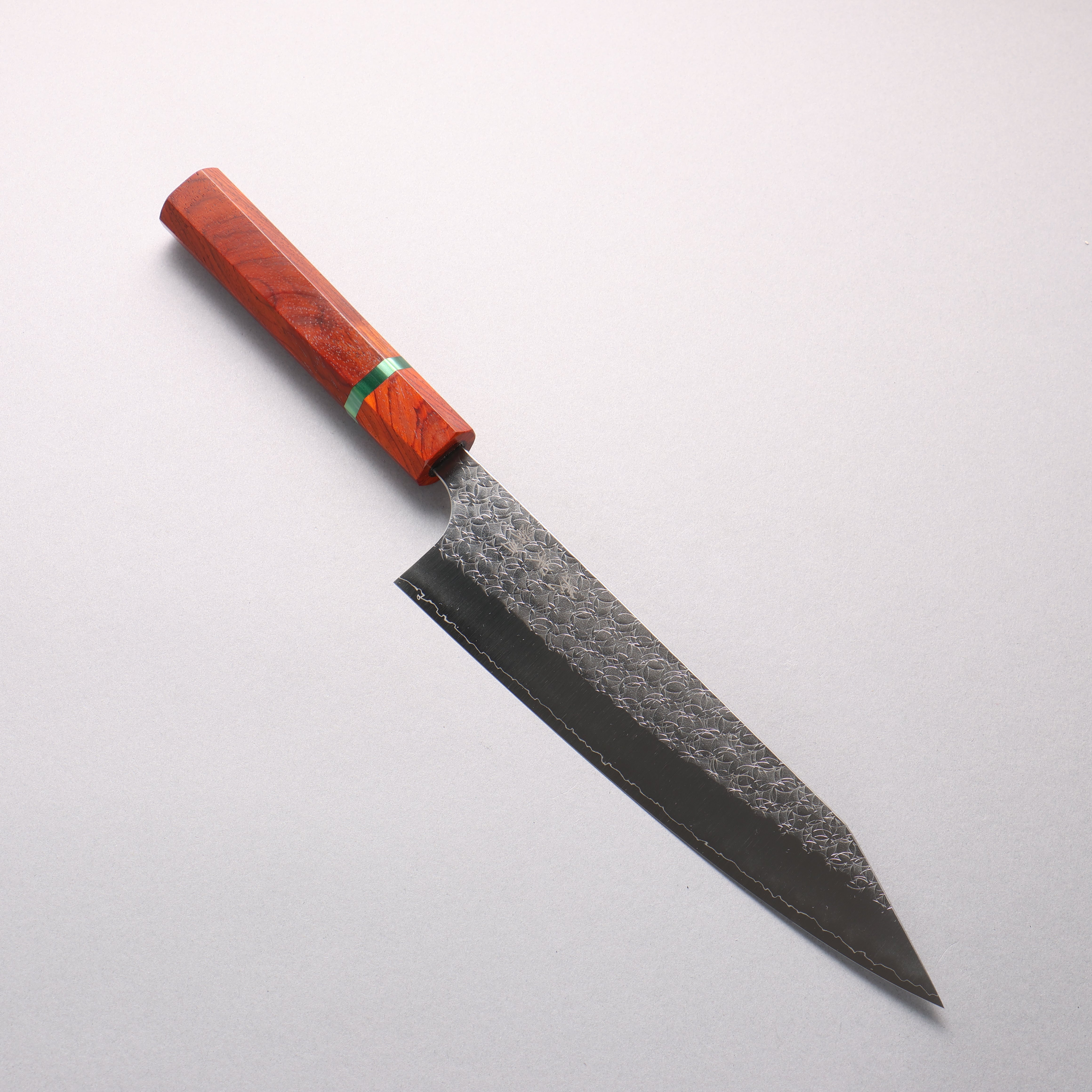 Yoshimi Kato Minamo SG2 Hammered Kiritsuke Gyuto 210mm Cocobolo (with Green Ring) Handle