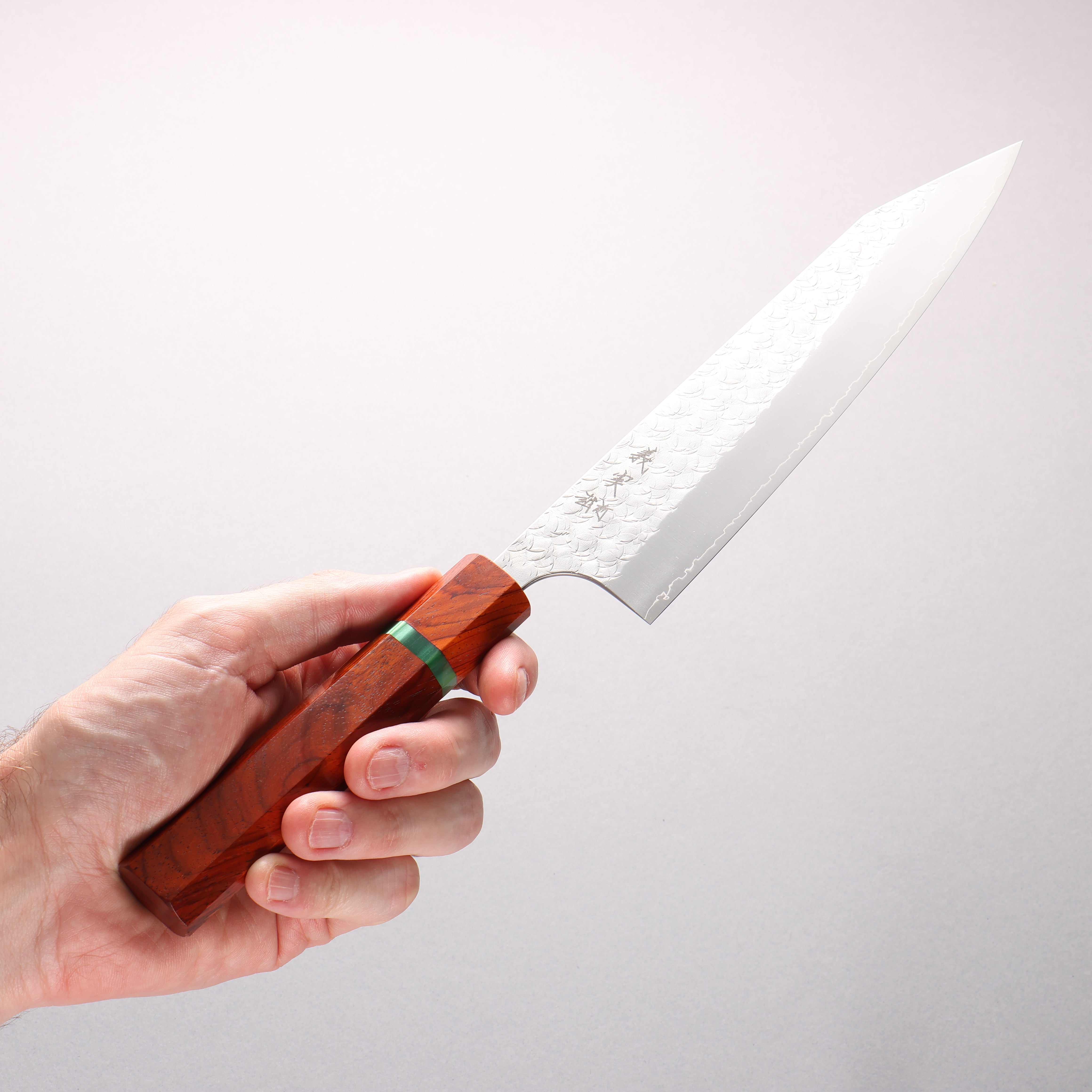 Yoshimi Kato Minamo SG2 Hammered Kiritsuke Gyuto 210mm Cocobolo (with Green Ring) Handle