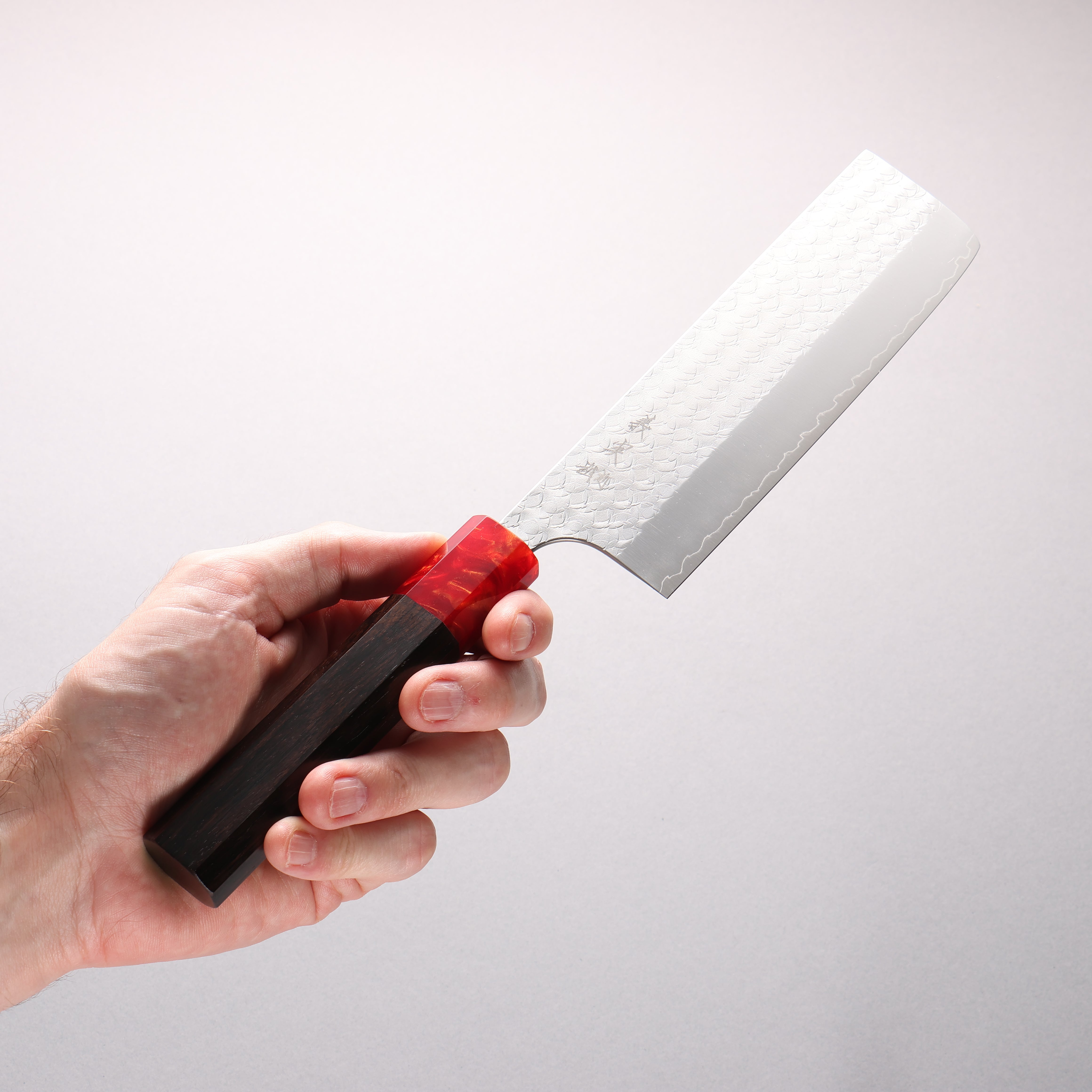 Yoshimi Kato Minamo SG2 Hammered Nakiri 165mm Ebony (ferrule: Red Resin) Handle