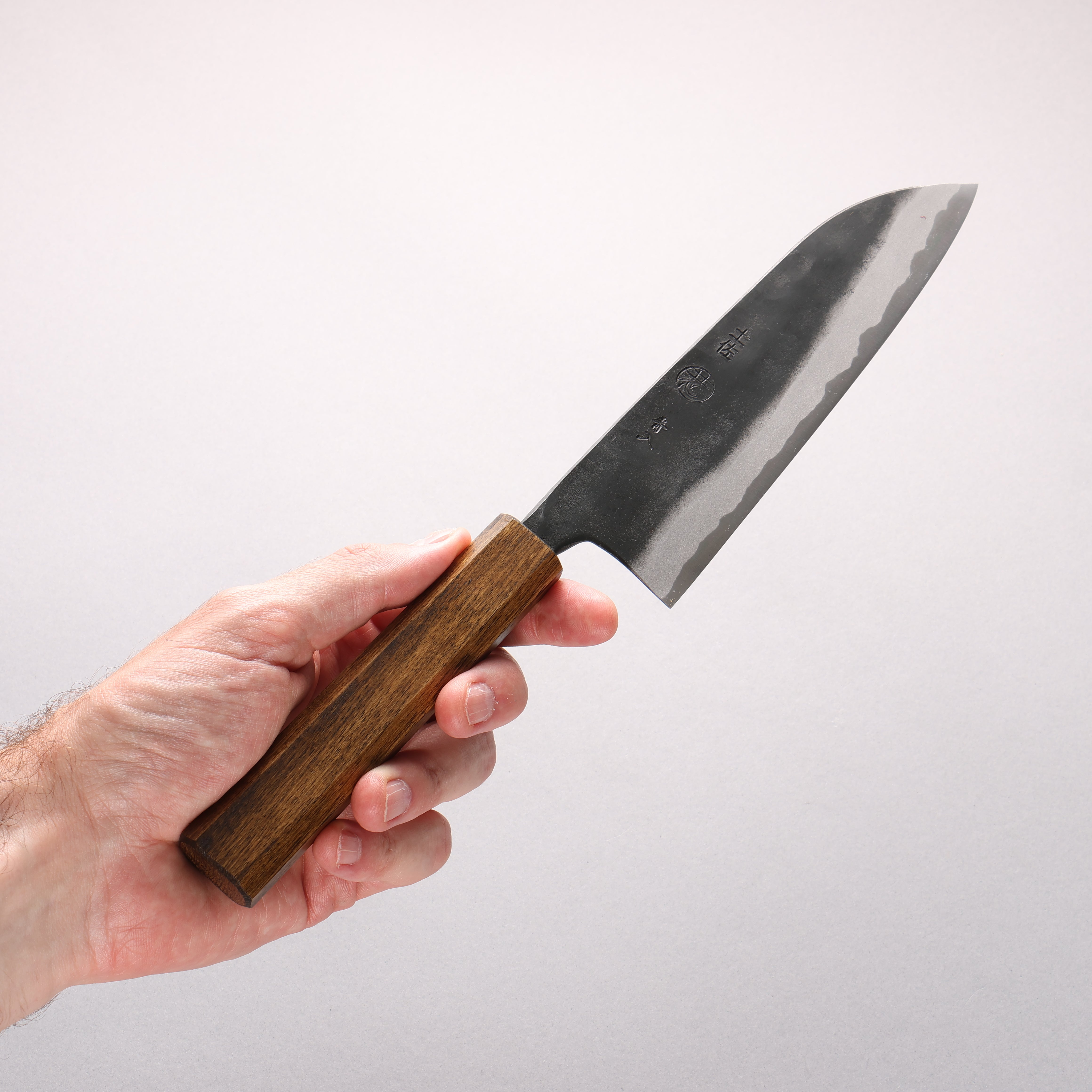 Kyohei Shindo Blue Steel Black Finished Santoku 170mm Live oak Lacquered Handle - Seisuke Knife