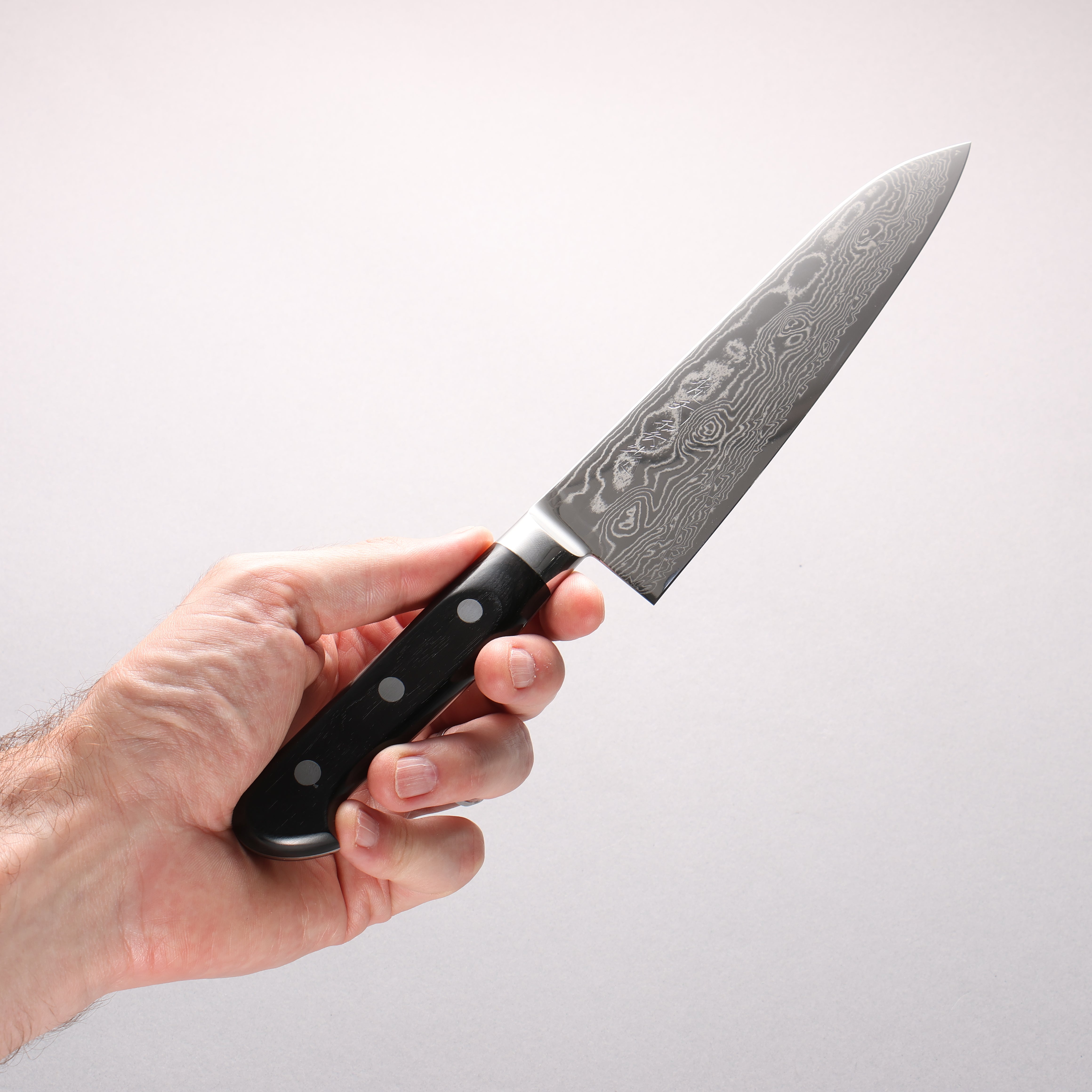Ryusen Bonten Unryu VG10 63 Layer Damascus Gyuto 180mm Black Pakka wood Handle