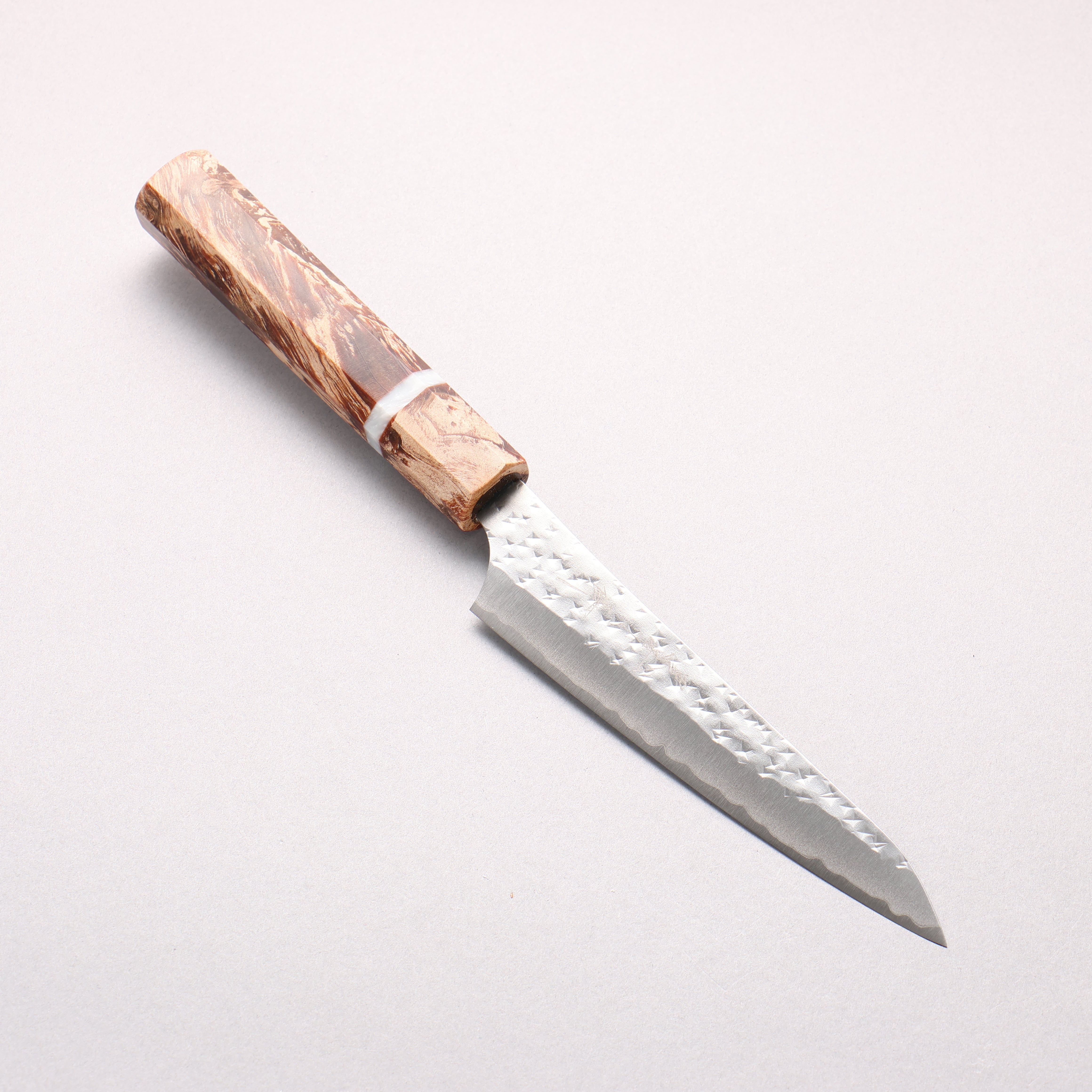 Yu Kurosaki Kokusen Blue Super Hammered Petty-Utility 130mm Brown Stabilized Wood (White Ring) Handle