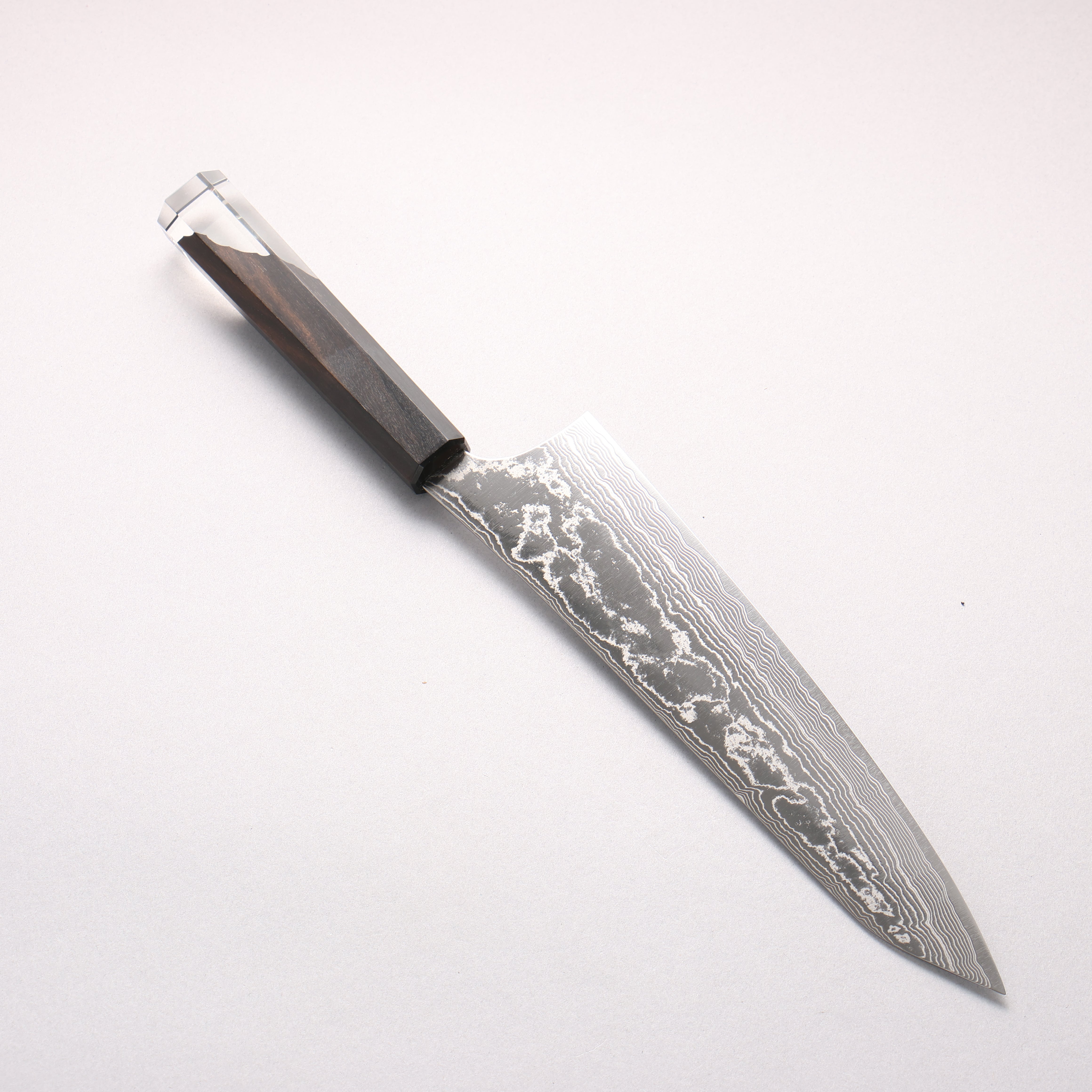 Yu Kurosaki Suiun SG2 Damascus Gyuto 210mm Ebony and Clear Resin Handle