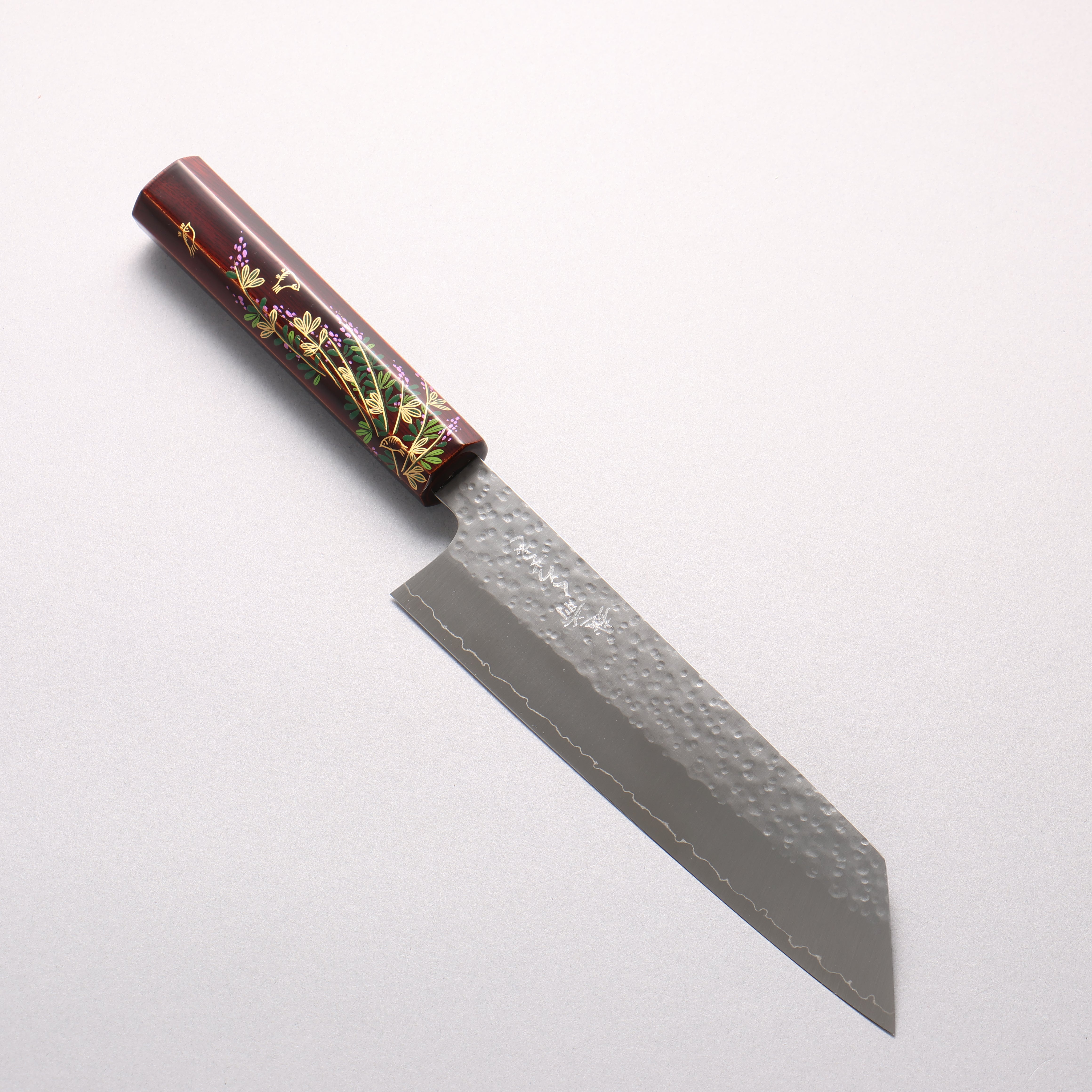 Makoto Kurosaki SG2 Hammered(Maru) Bunka 180mm Lacquered (Real Gold Makie Design) Handle