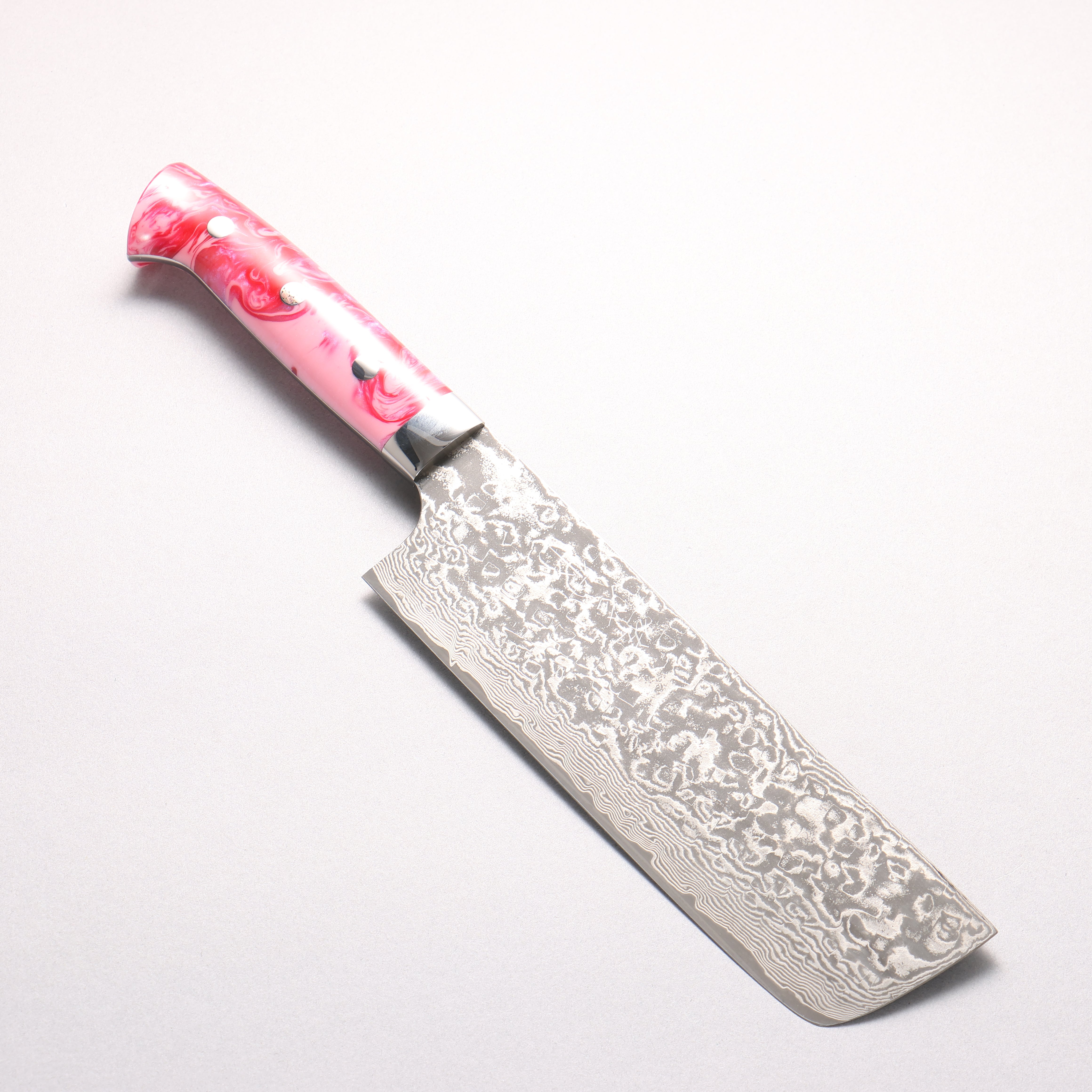 Takeshi Saji SG2 Black Damascus Nakiri 165mm Pink Marble Acrylic Handle