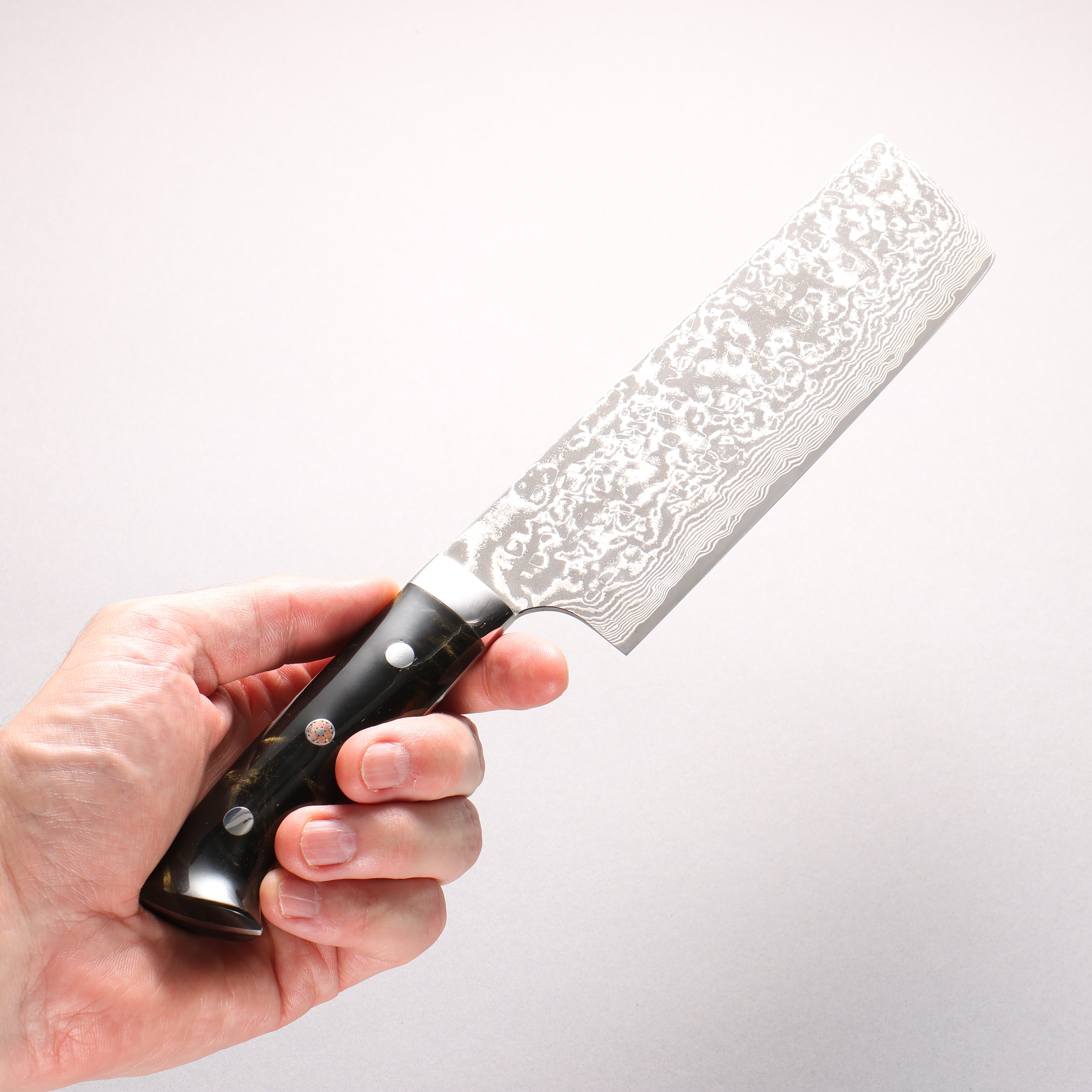 Takeshi Saji SG2 Black Damascus Nakiri 165mm Brown Black Acrylic Handle