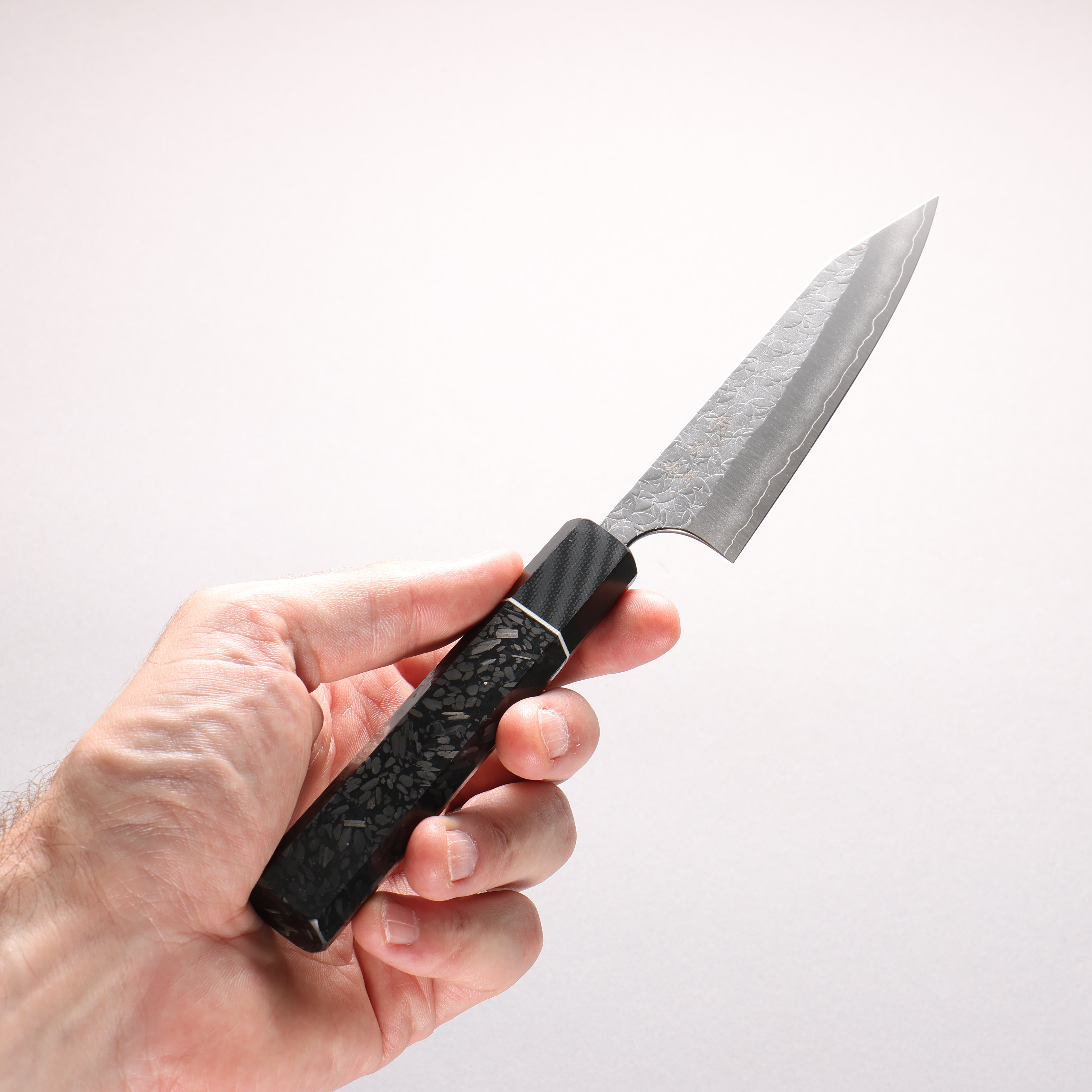 Yoshimi Kato Minamo SG2 Hammered Kiritsuke Petty-Utility 120mm Carbon Fiber (ferrule: G10) Handle