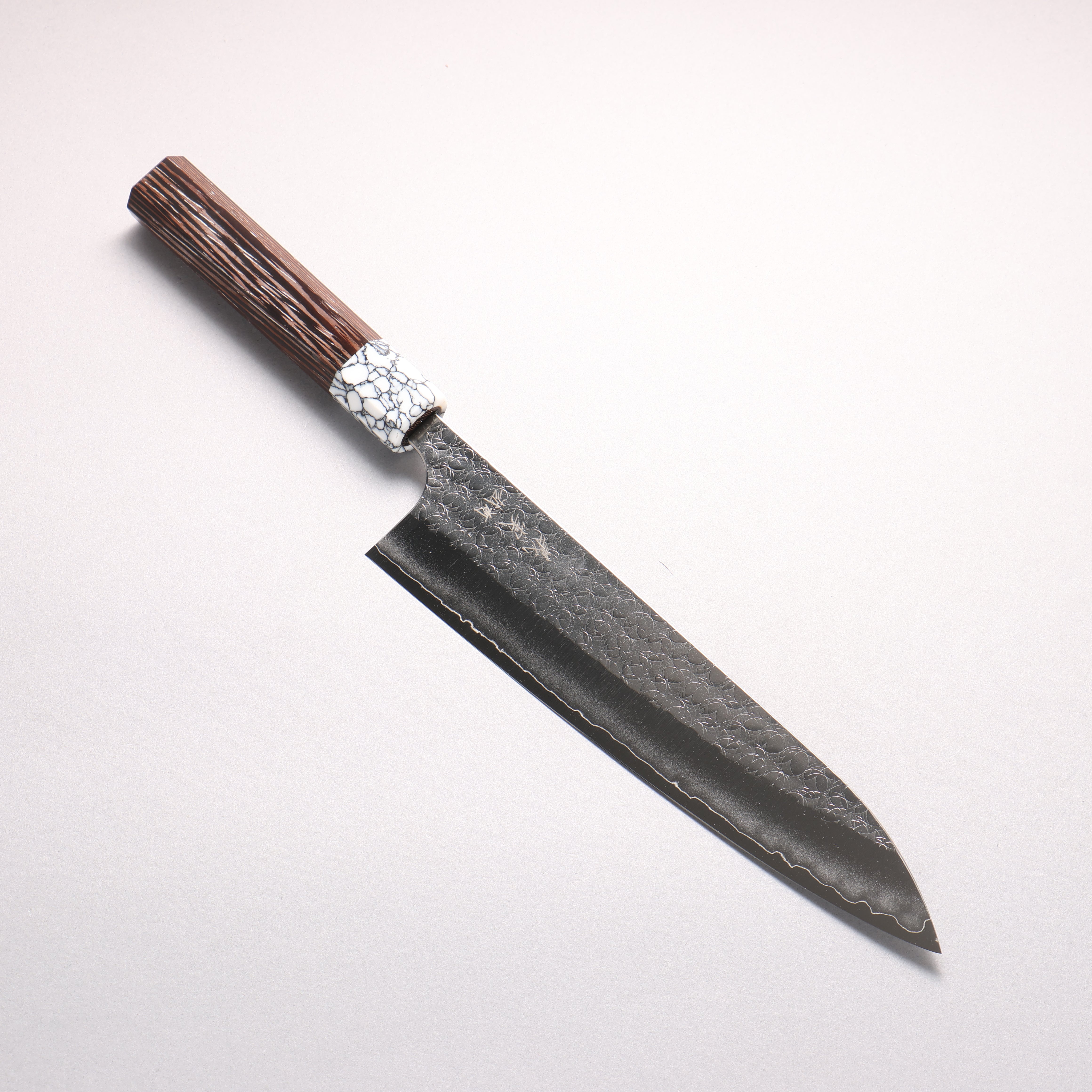 Yoshimi Kato Minamo SG2 Hammered Gyuto 210mm Wenge (ferrule: White Turquoise) Handle