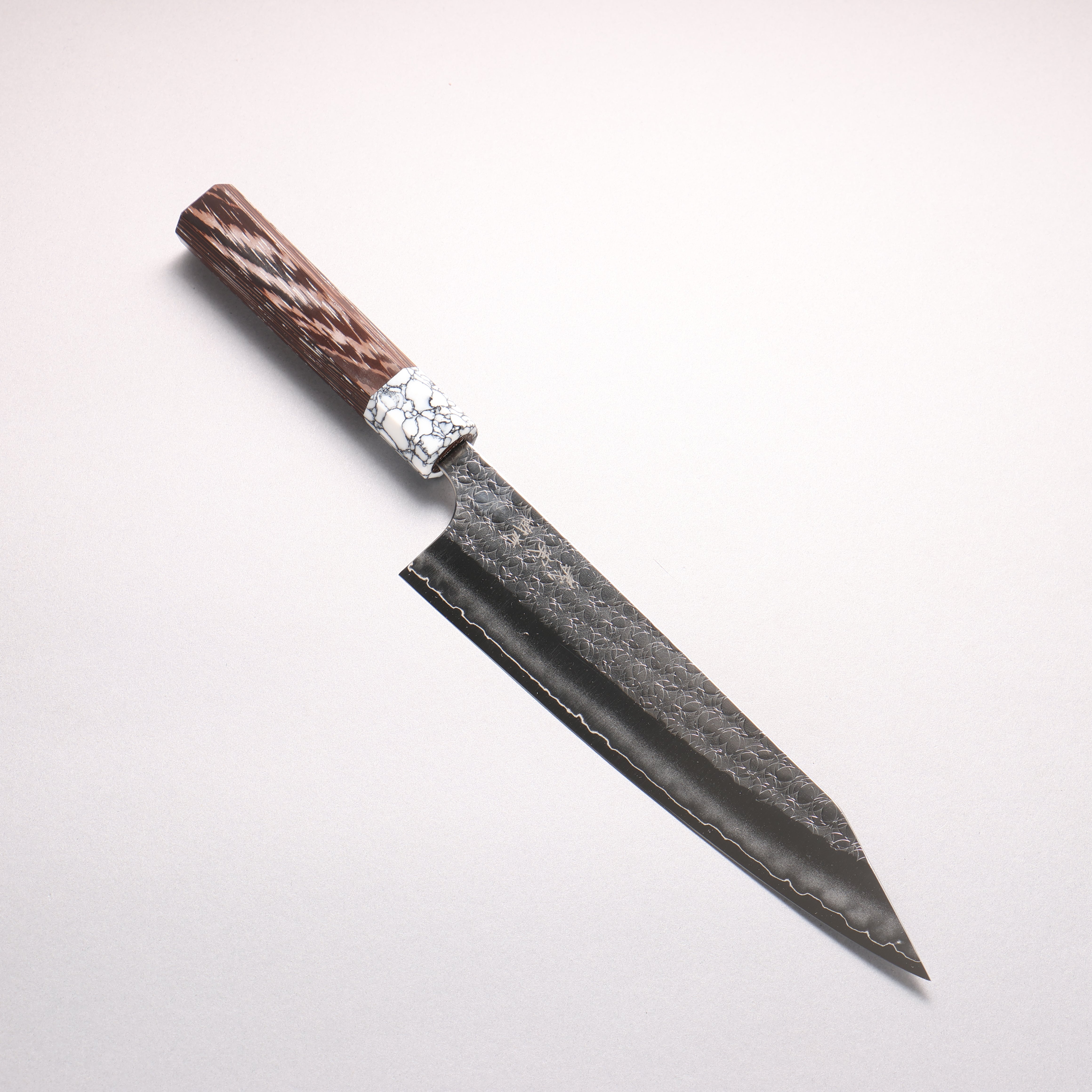 Yoshimi Kato Minamo SG2 Hammered Kiritsuke Gyuto 210mm Wenge (ferrule: White Turquoise) Handle
