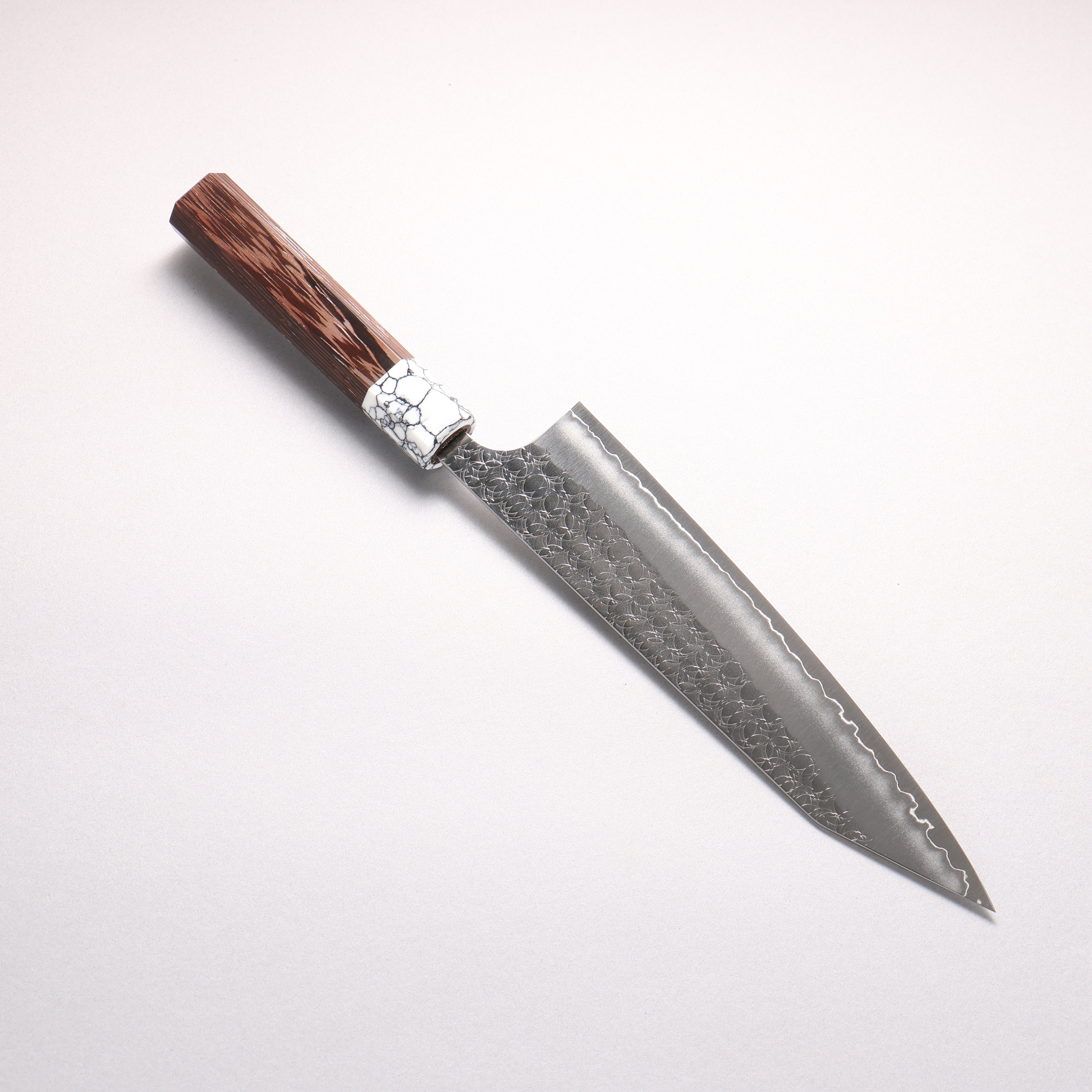 Yoshimi Kato Minamo SG2 Hammered Kiritsuke Gyuto 210mm Wenge (ferrule: White Turquoise) Handle