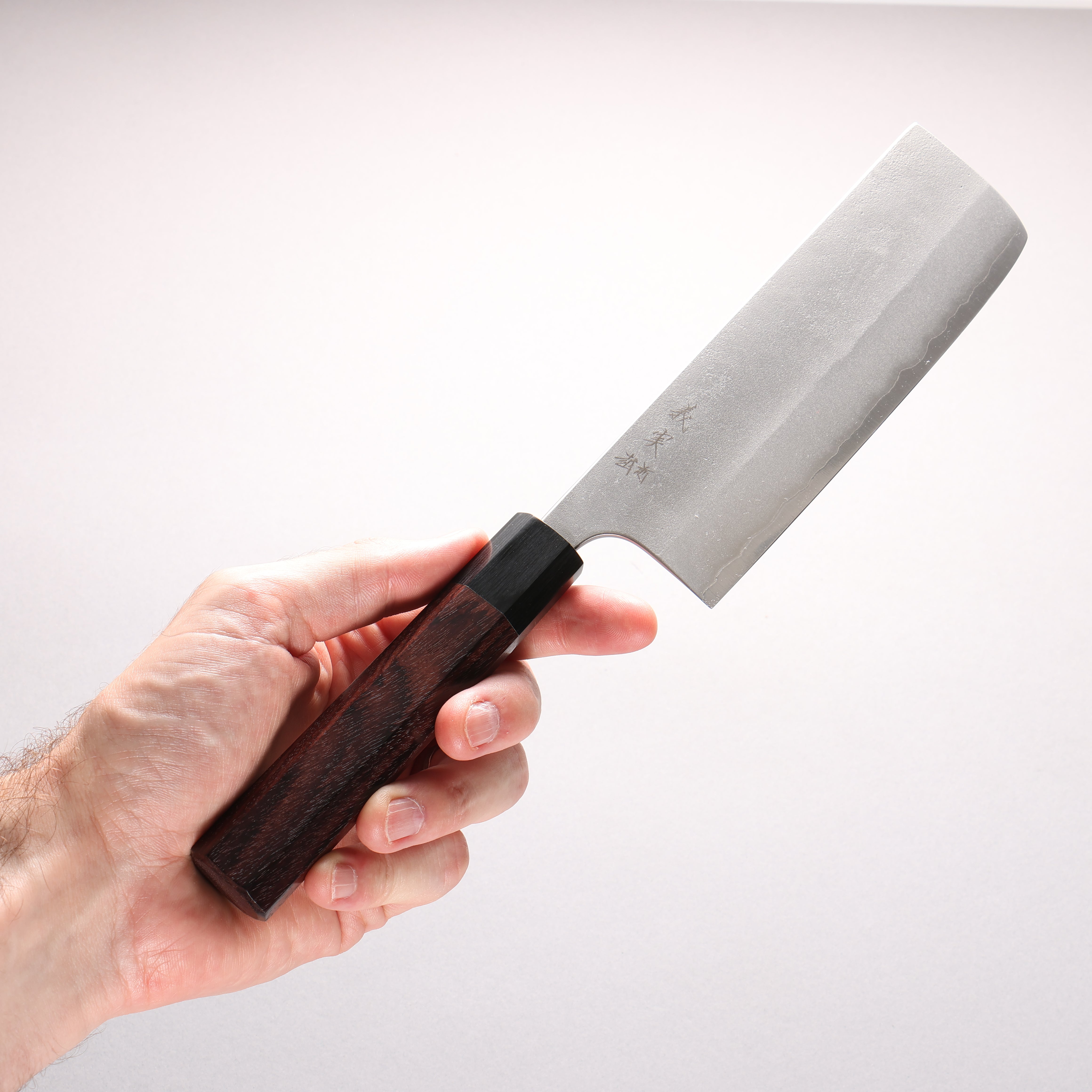 Yoshimi Kato Blue Super Nashiji Nakiri 165mm Rosewood (Ferrule: Black Pakka Wood) Handle