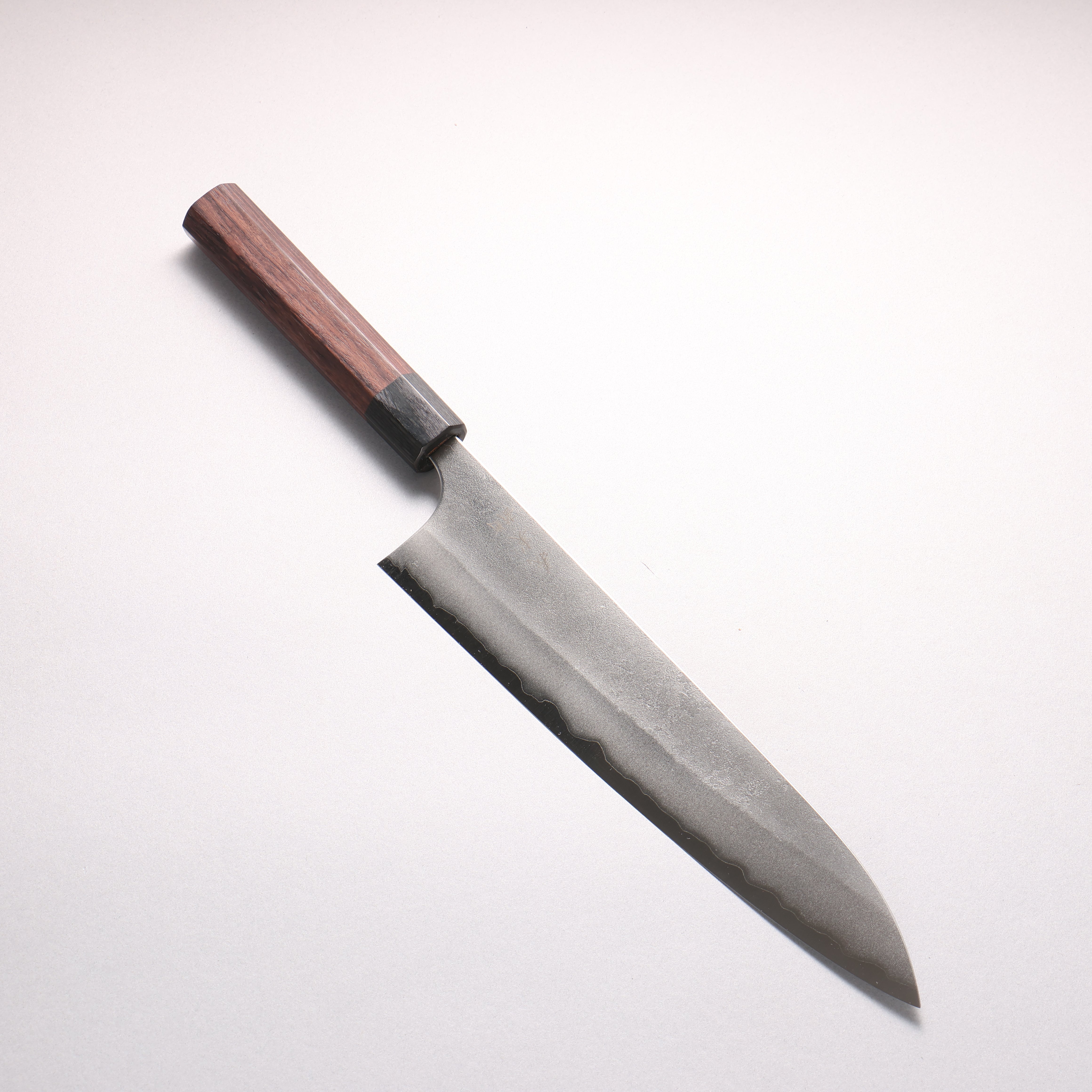 Yoshimi Kato Blue Super Nashiji Gyuto 240mm Rosewood (Ferrule: Black Pakka Wood) Handle
