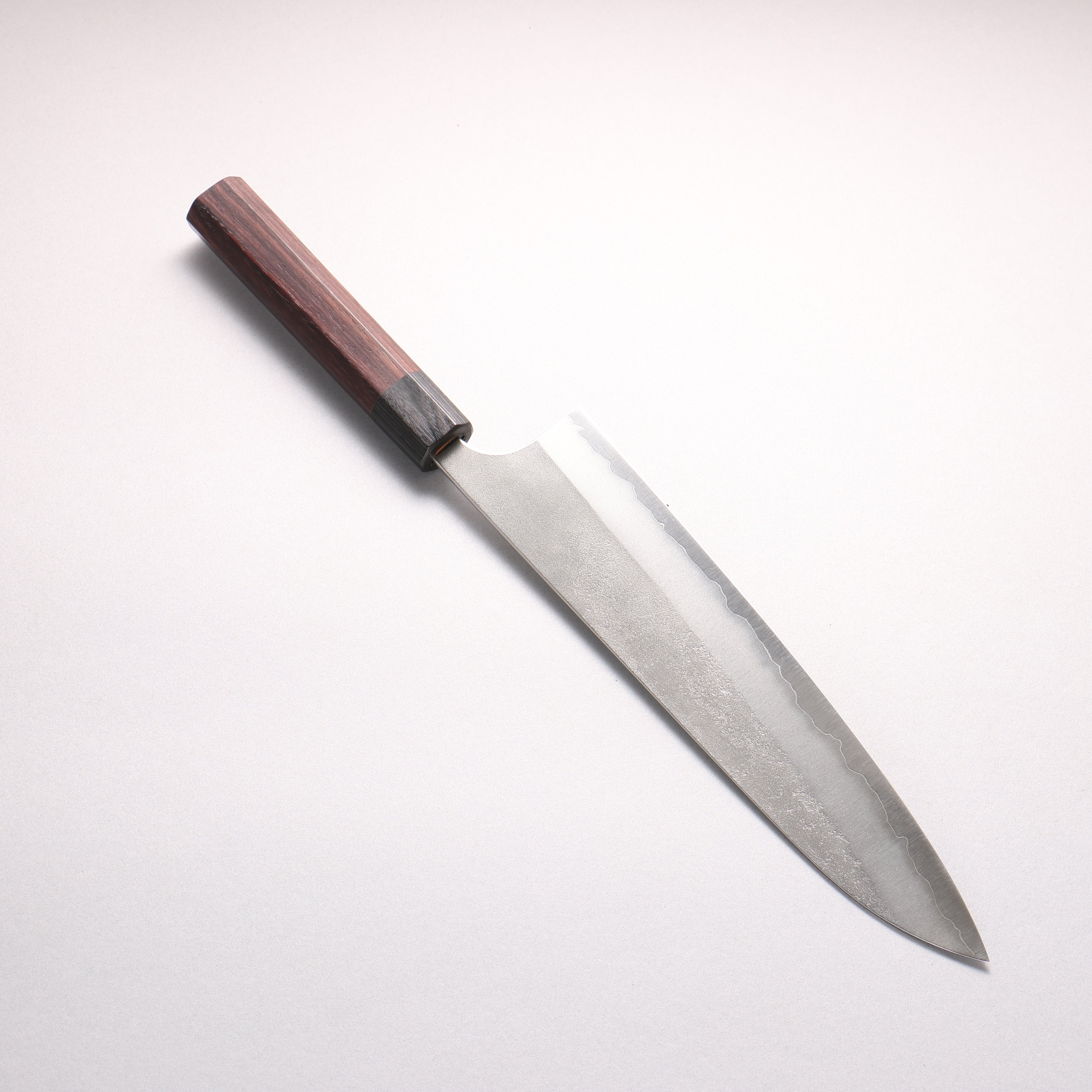 Yoshimi Kato Blue Super Nashiji Gyuto 240mm Rosewood (Ferrule: Black Pakka Wood) Handle