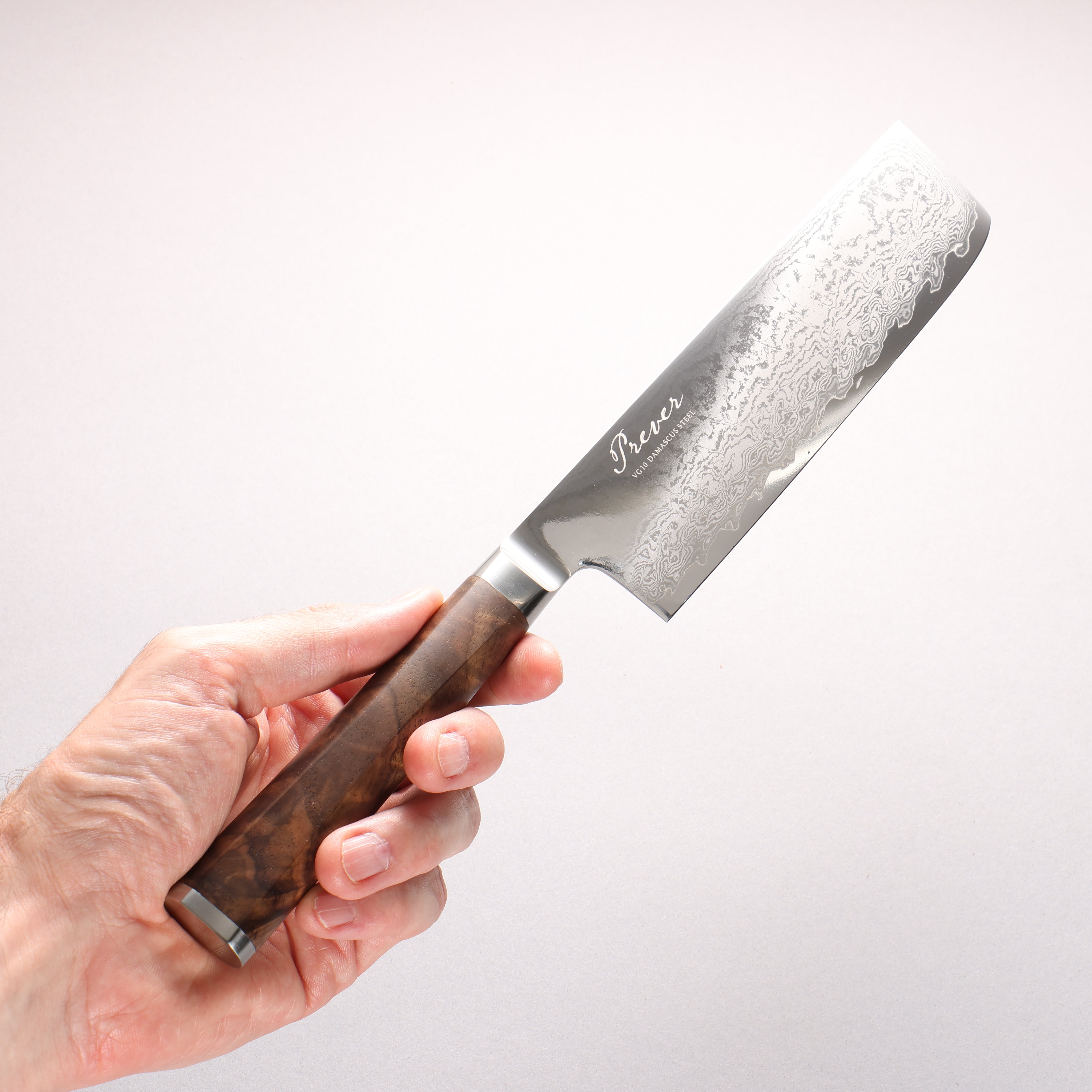 Ryusen Prever VG10 Damascus Nakiri 175mm Walnut Handle