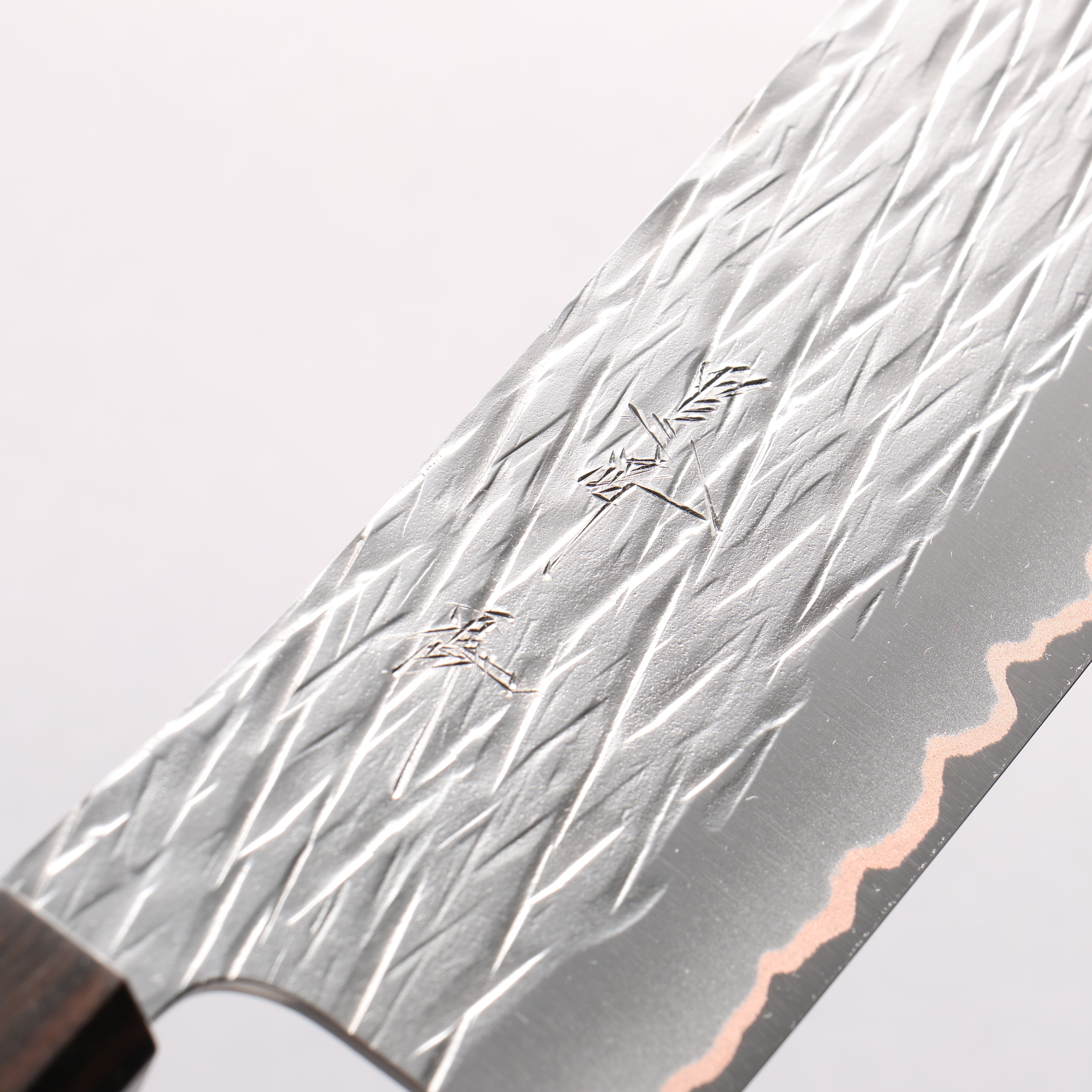 Yu Kurosaki Raijin VG10w Hammered Copper Layered Nakiri 165mm Ebony Wood (with Pink Gold Colored Resin and Silver Ring) Handle