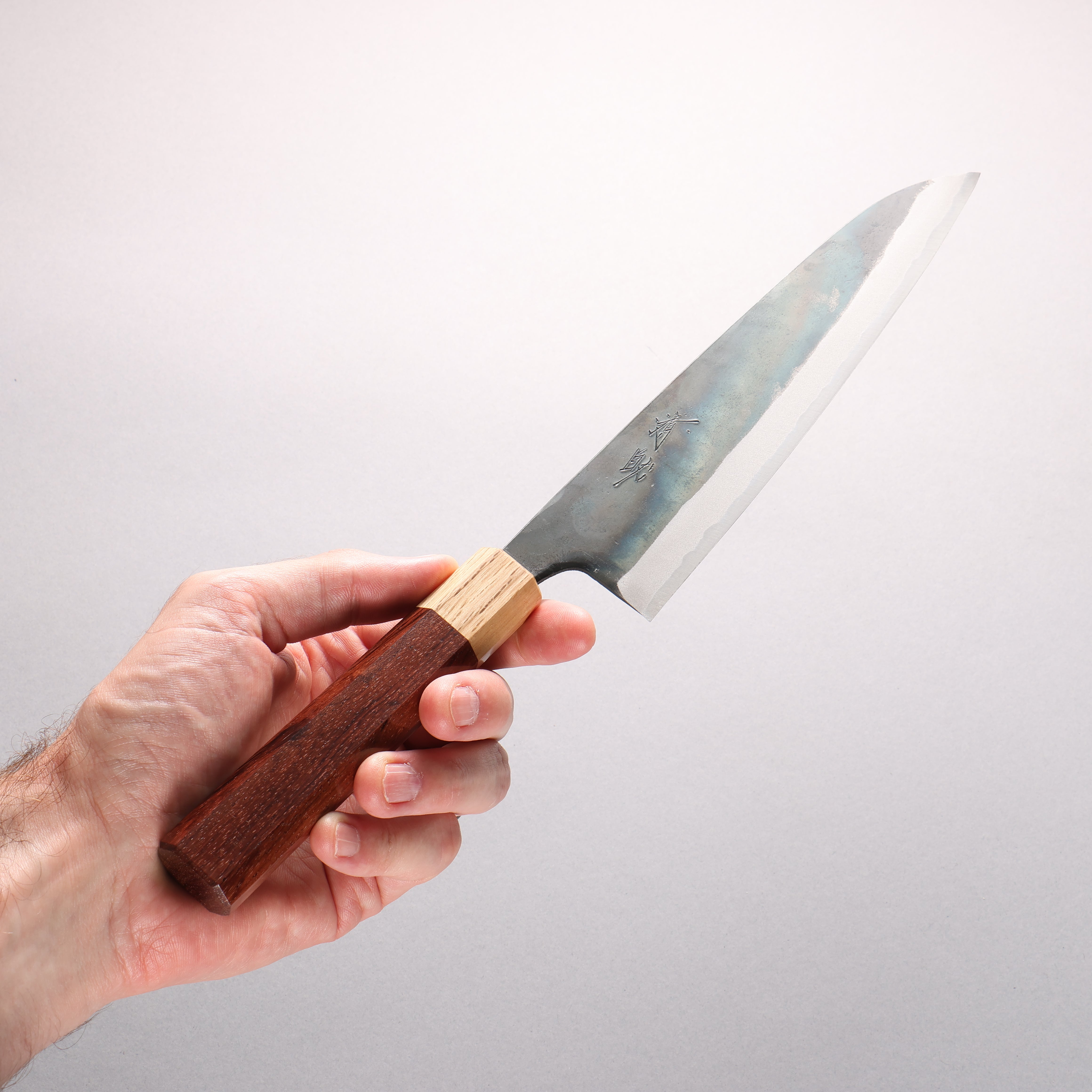Seisuke Blue Steel No.1 Black Finished Gyuto 210mm Rosewood (ferrule: Oak) Handle