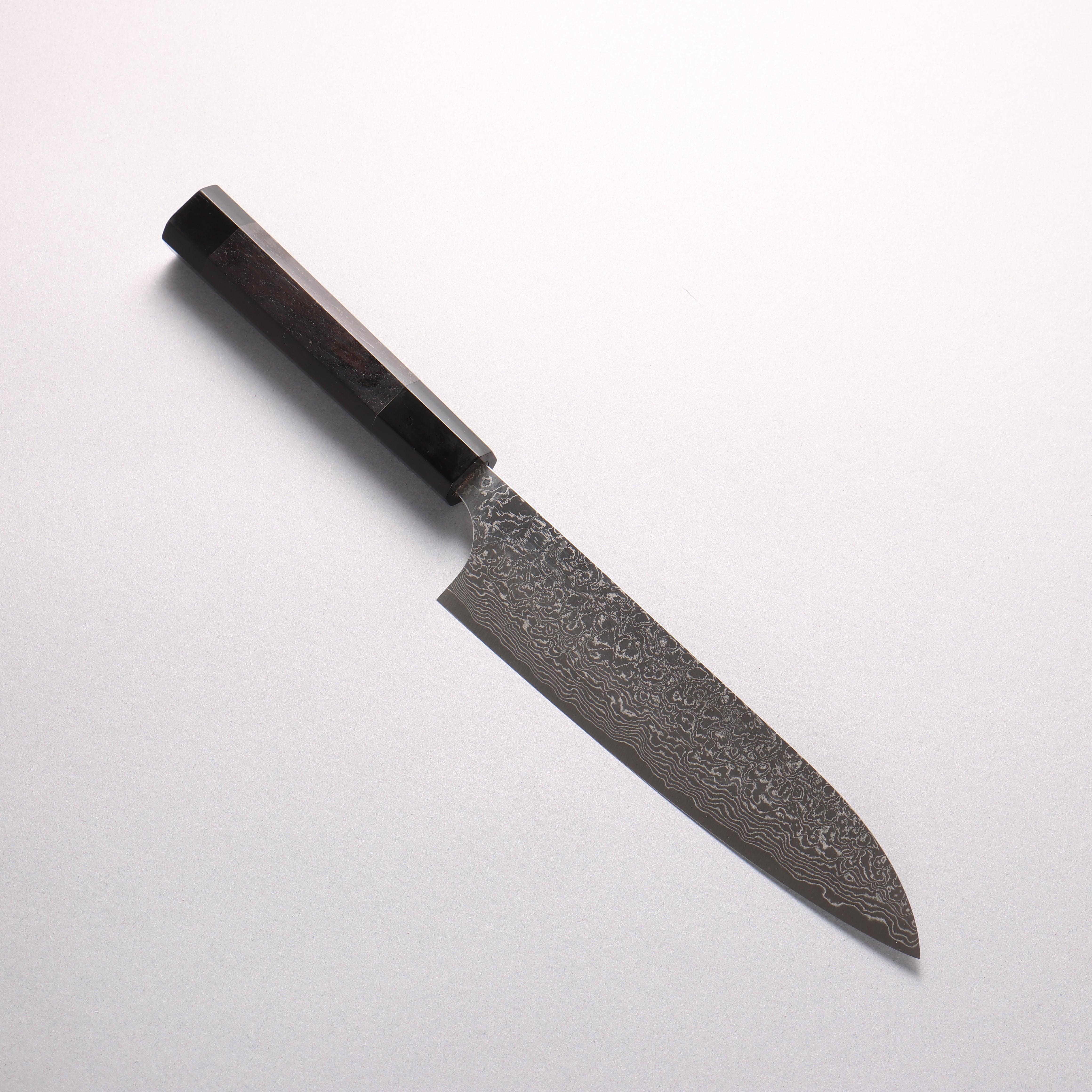 [Ginza Only] Anryu VG10 Migaki Finished Damascus Gyuto 180mm Ebony Wood (With Double Black Water Buffalo Horn) Handle