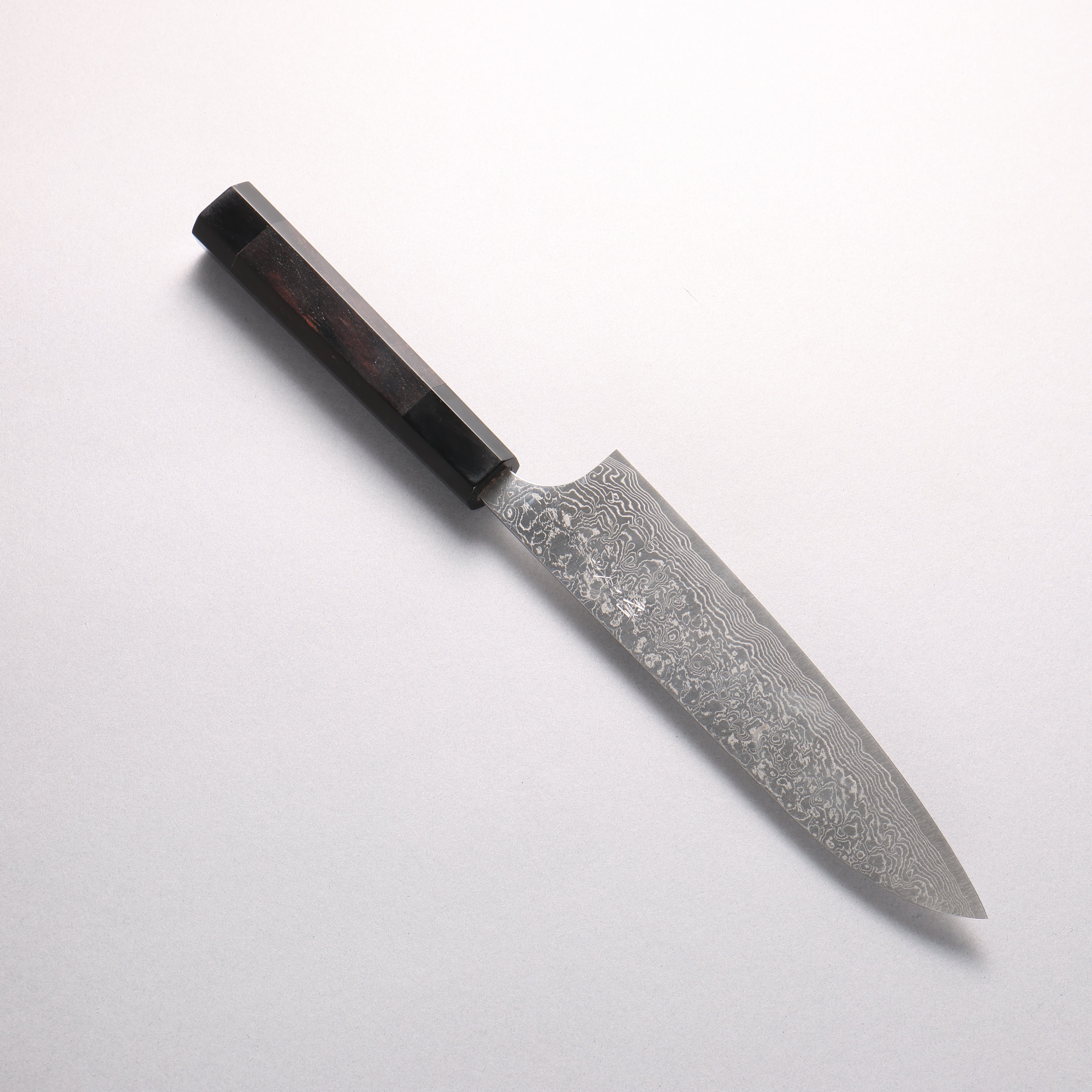 [Ginza Only] Anryu VG10 Migaki Finished Damascus Gyuto 180mm Ebony Wood (With Double Black Water Buffalo Horn) Handle