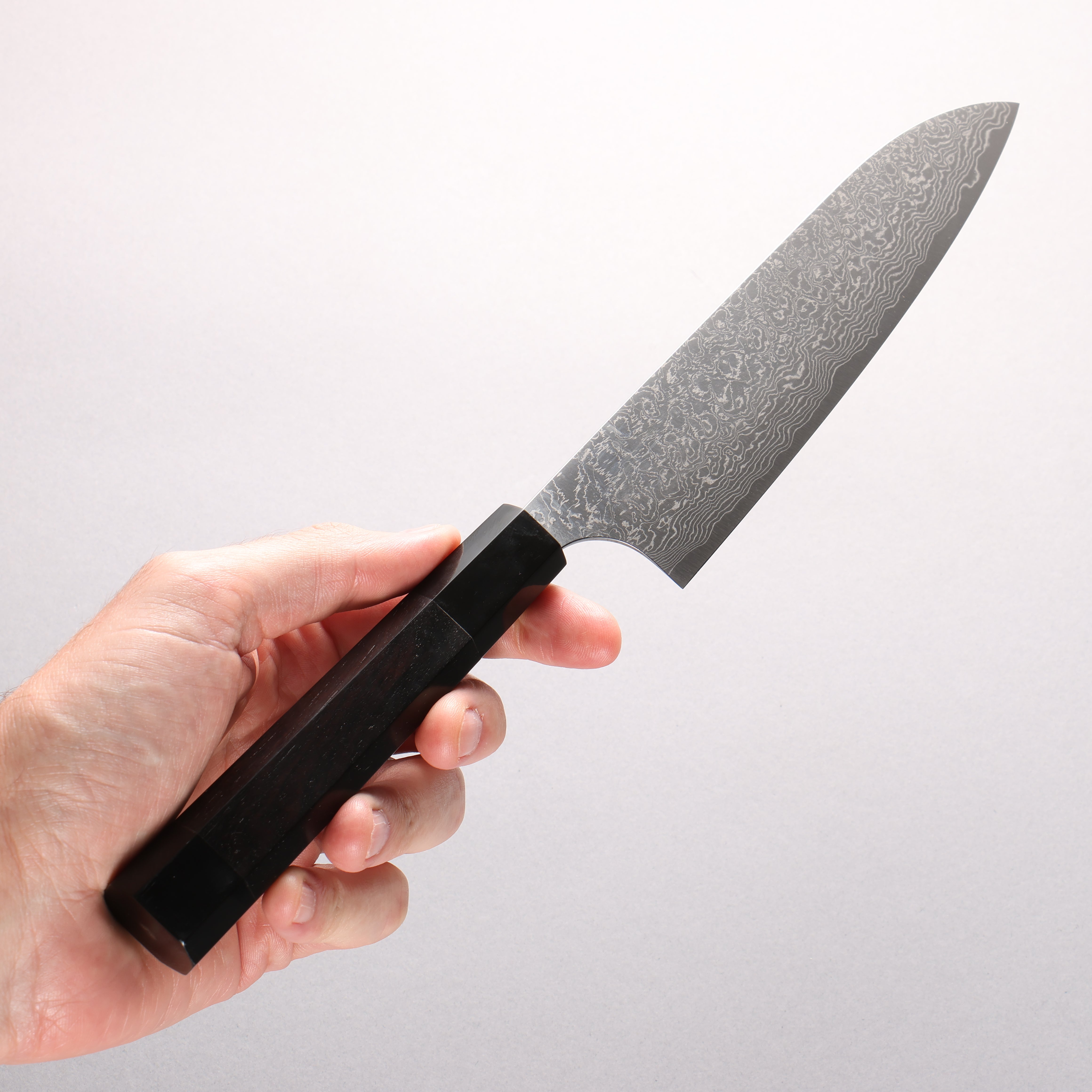 [Ginza Only] Anryu VG10 Migaki Finished Damascus Gyuto 180mm Ebony Wood (With Double Black Water Buffalo Horn) Handle