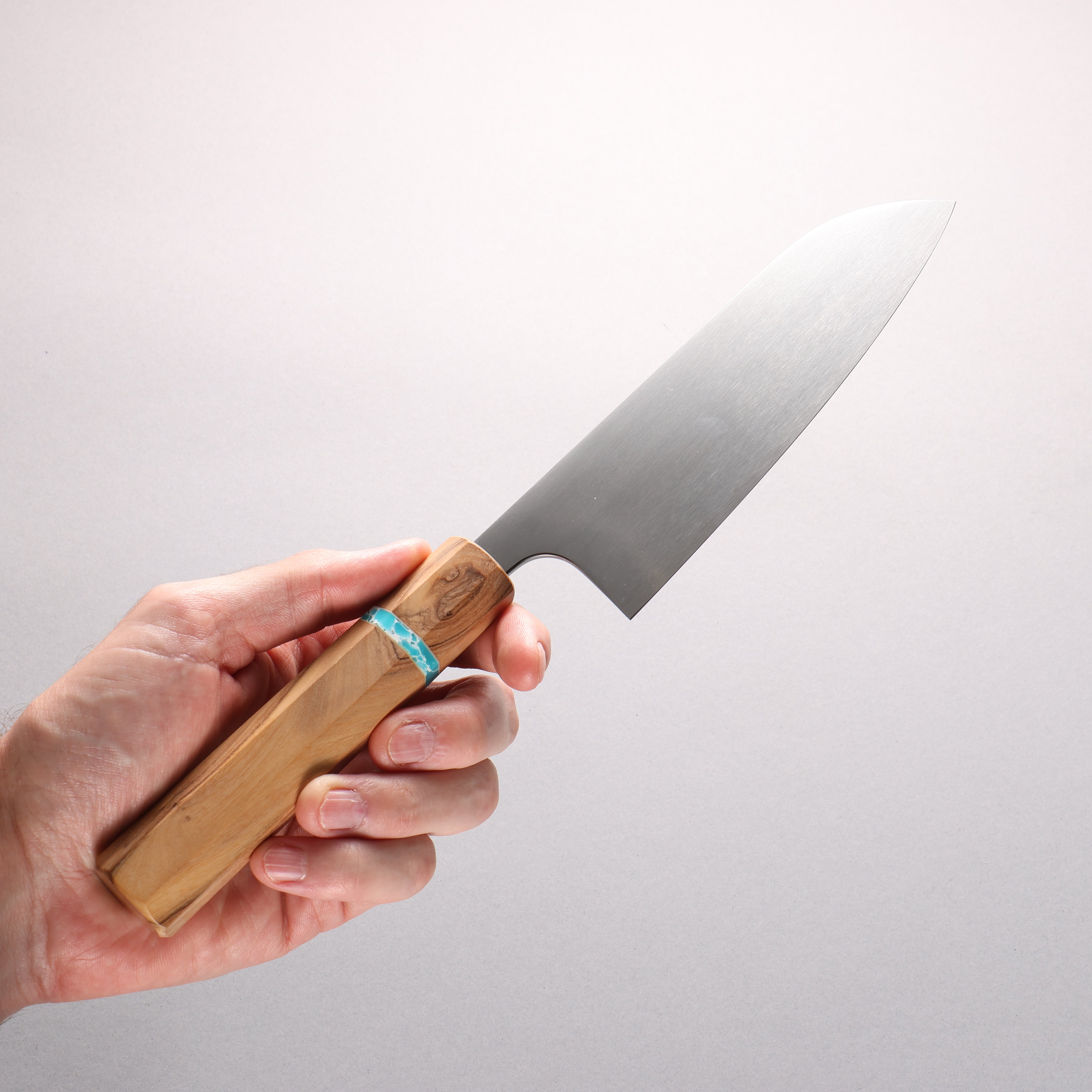 Anryu Suiran VG10 Migaki Finished Santoku 170mm Olive Tree (Turquoise Ring) Handle