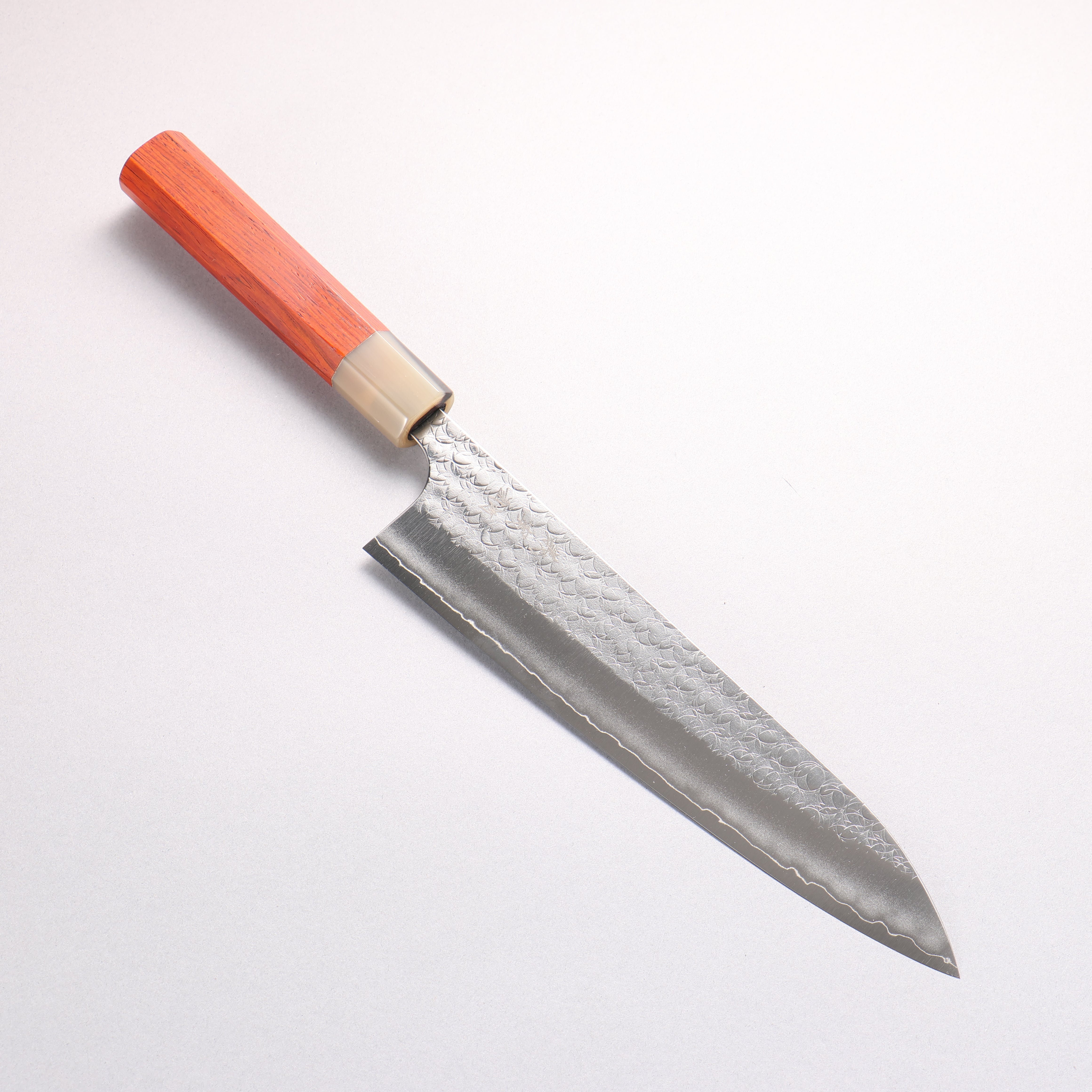 Yoshimi Kato Minamo SG2 Hammered Gyuto 210mm Cocobolo (ferrule: White Water Buffalo Horn) Handle