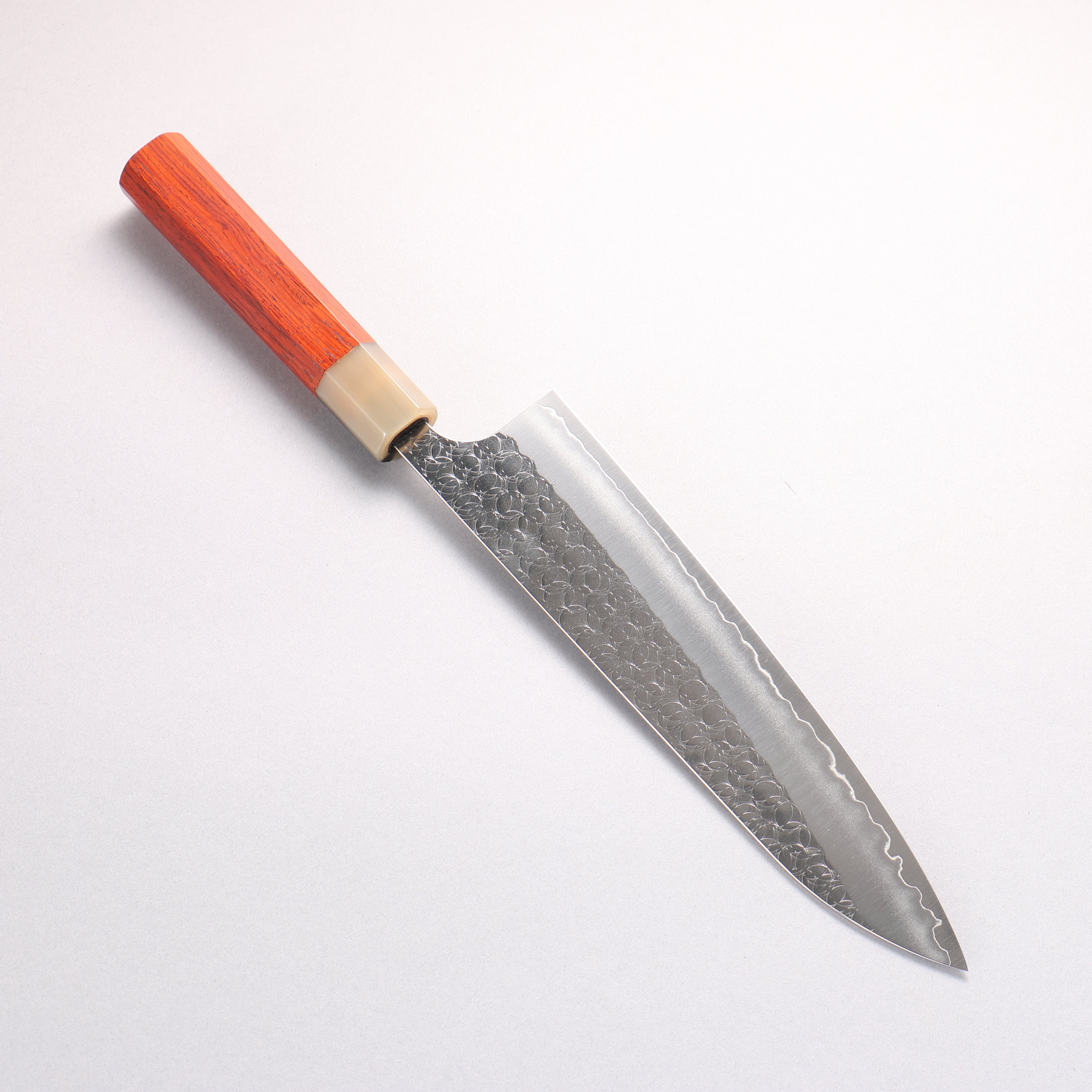 Yoshimi Kato Minamo SG2 Hammered Gyuto 210mm Cocobolo (ferrule: White Water Buffalo Horn) Handle
