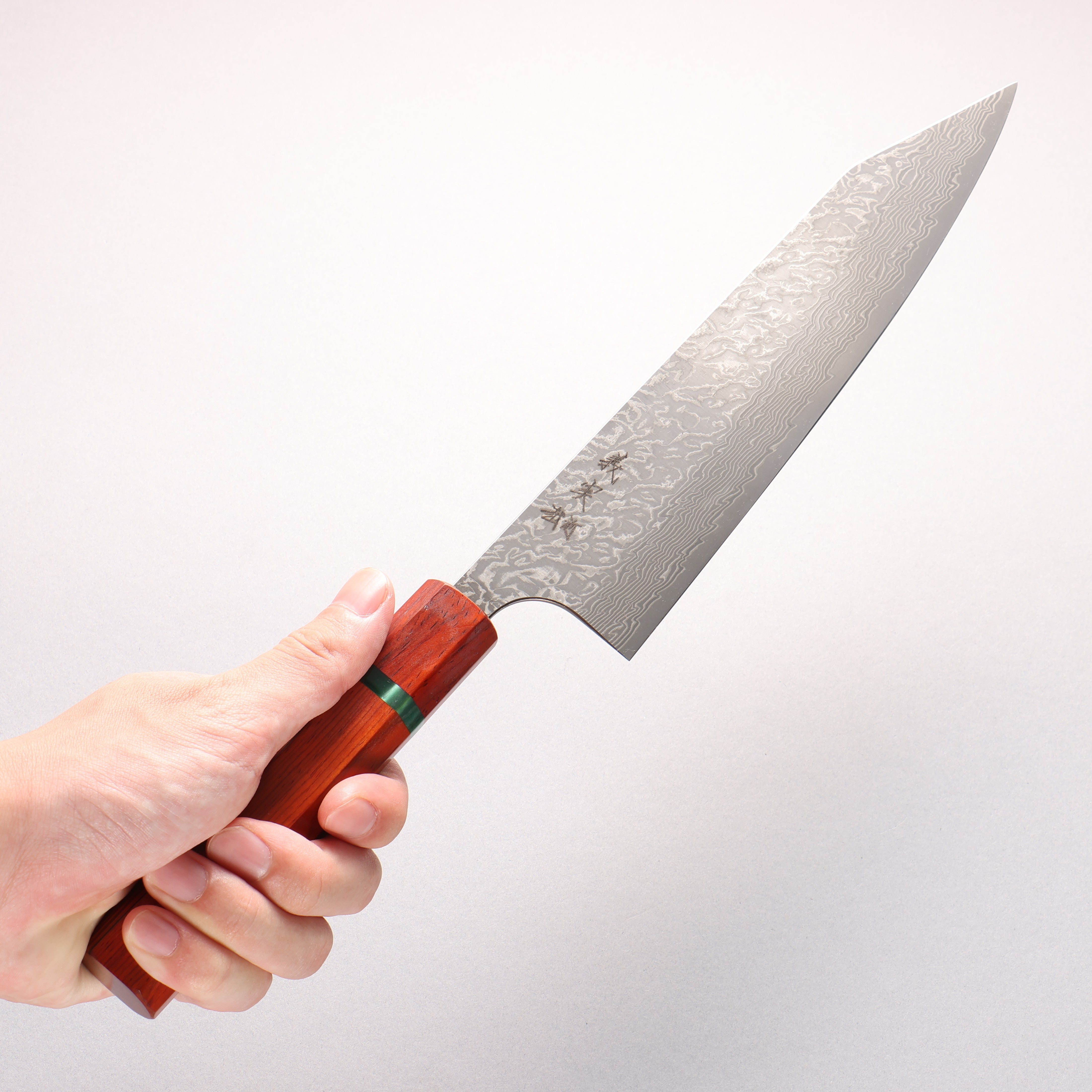 Yoshimi Kato VG10 Black Damascus Kiritsuke Gyuto 210mm Cocobolo (with Green Ring) Handle