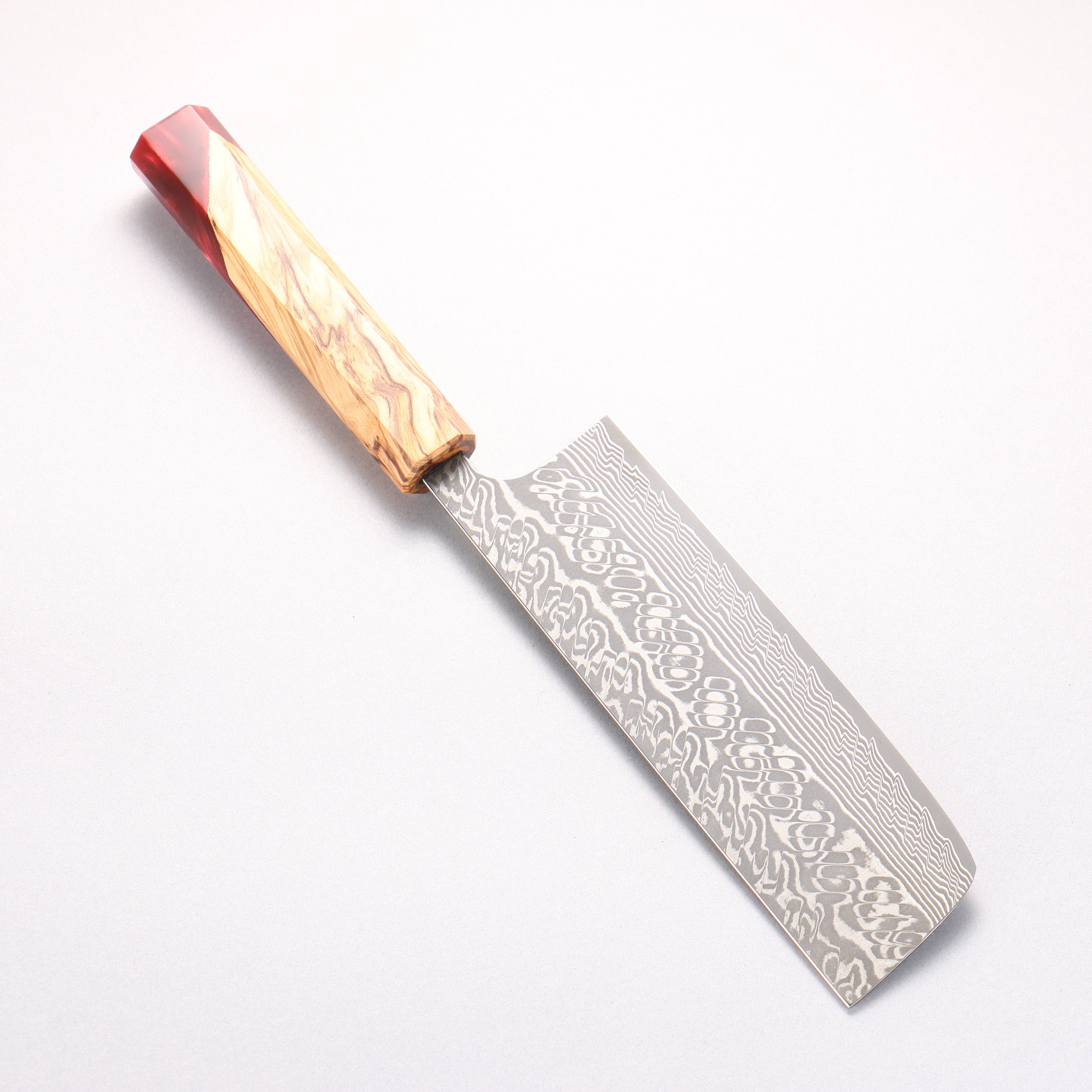 Yoshimi Kato SG2 Black Damascus Nakiri 165mm Olive Tree and Red Resin Handle