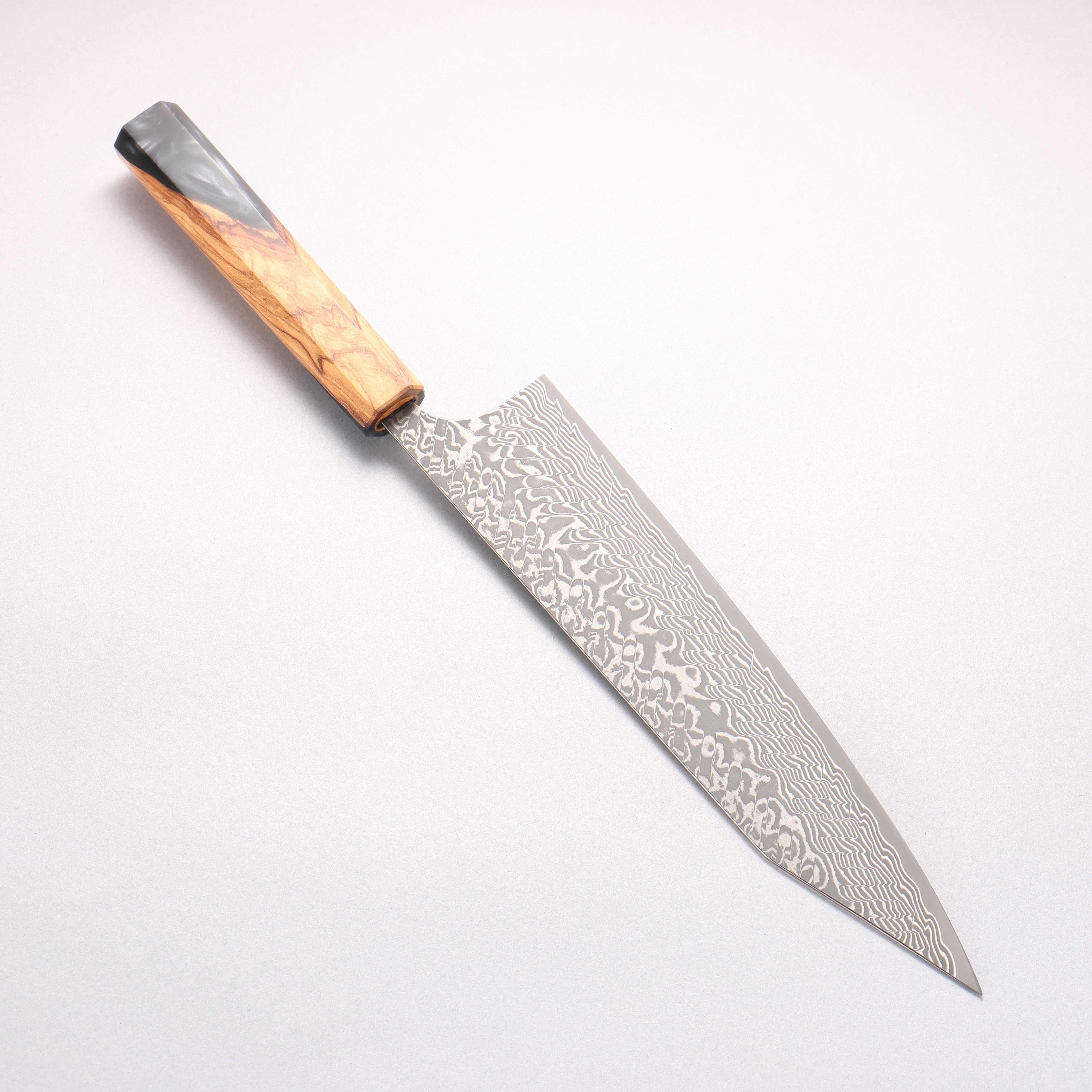 Yoshimi Kato SG2 Black Damascus Kiritsuke Gyuto 240mm Olive Tree and Black Resin Handle