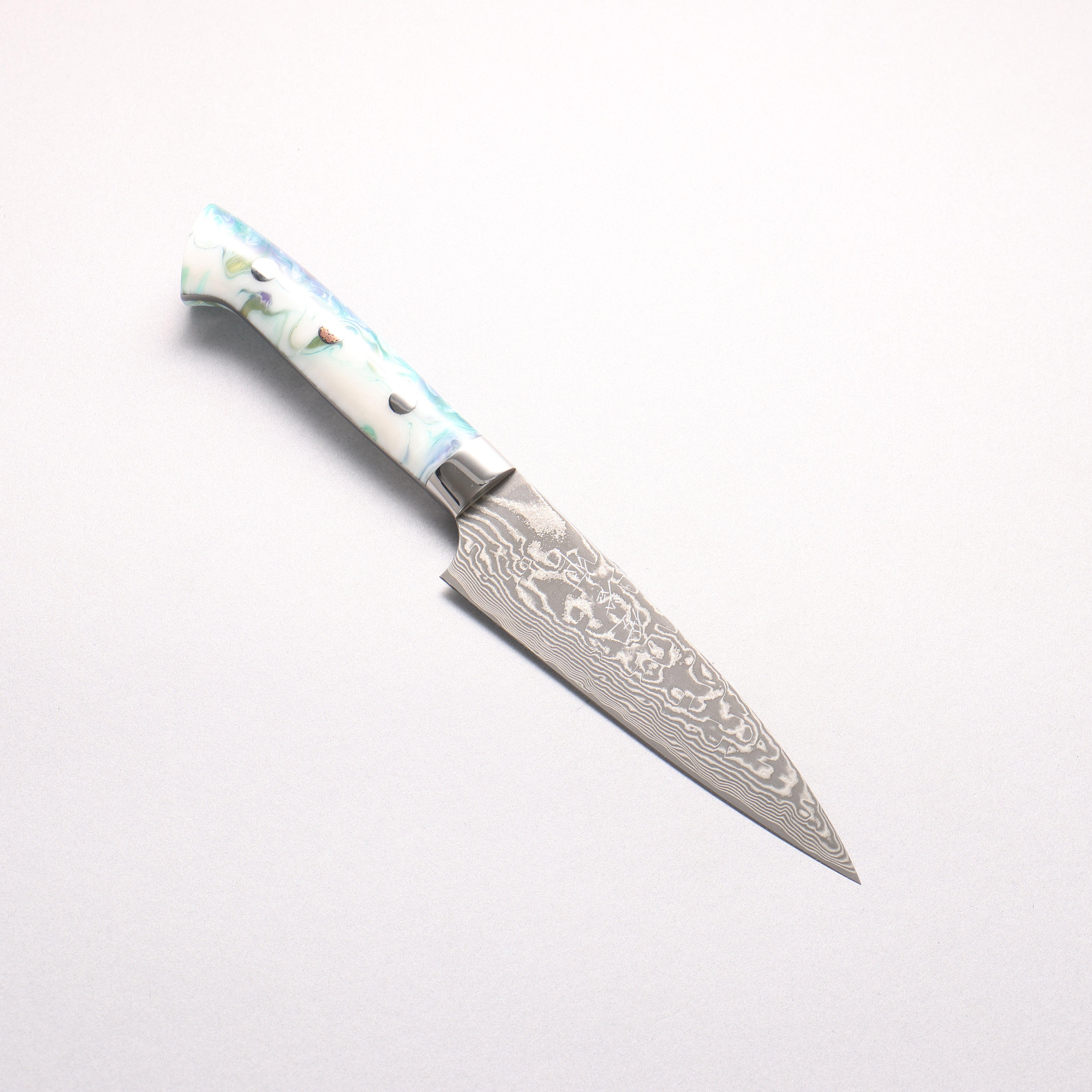 Takeshi Saji SG2 Black Damascus Petty-Utility 130mm White and Blue Marble Acrylic Handle