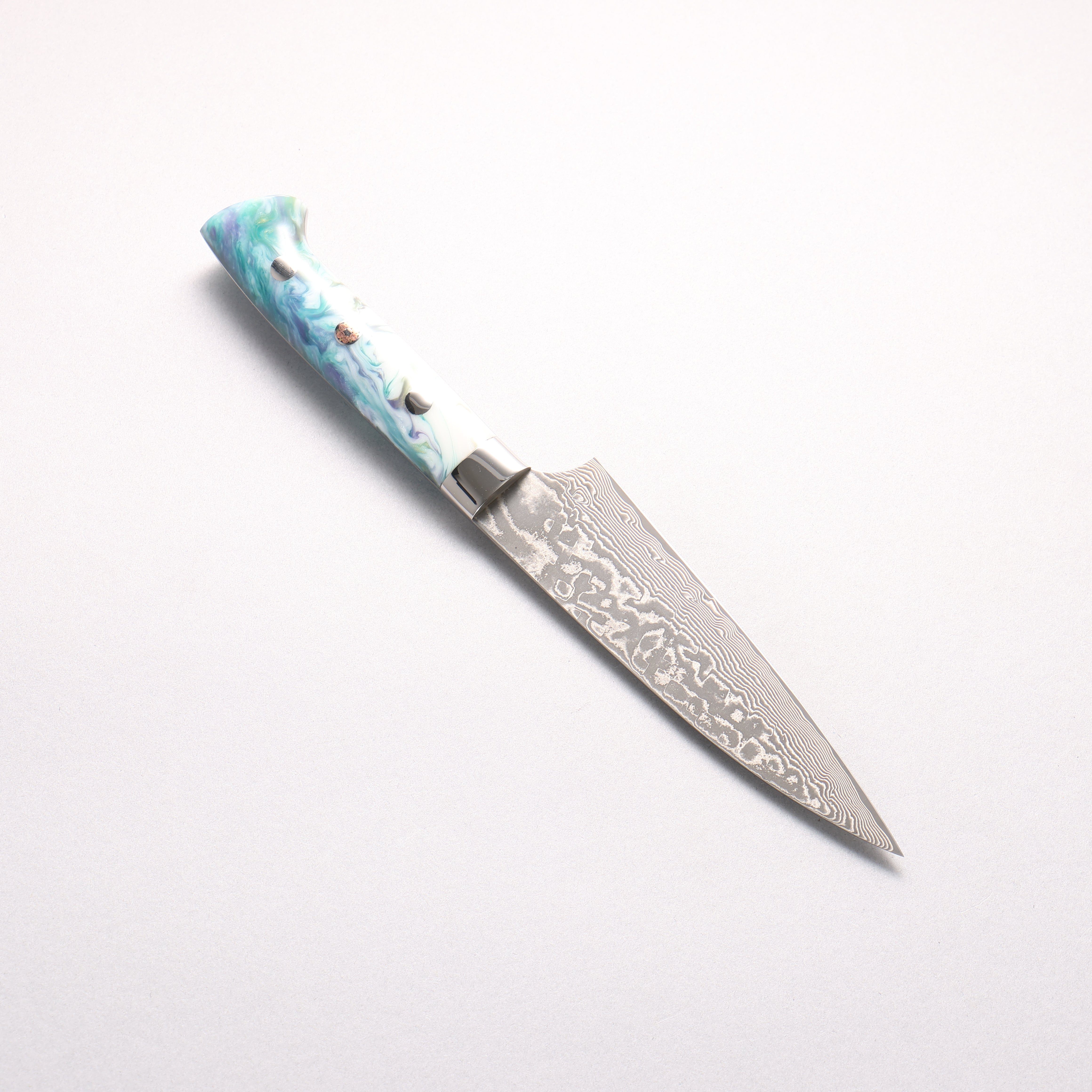 Takeshi Saji SG2 Black Damascus Petty-Utility 130mm White and Blue Marble Acrylic Handle
