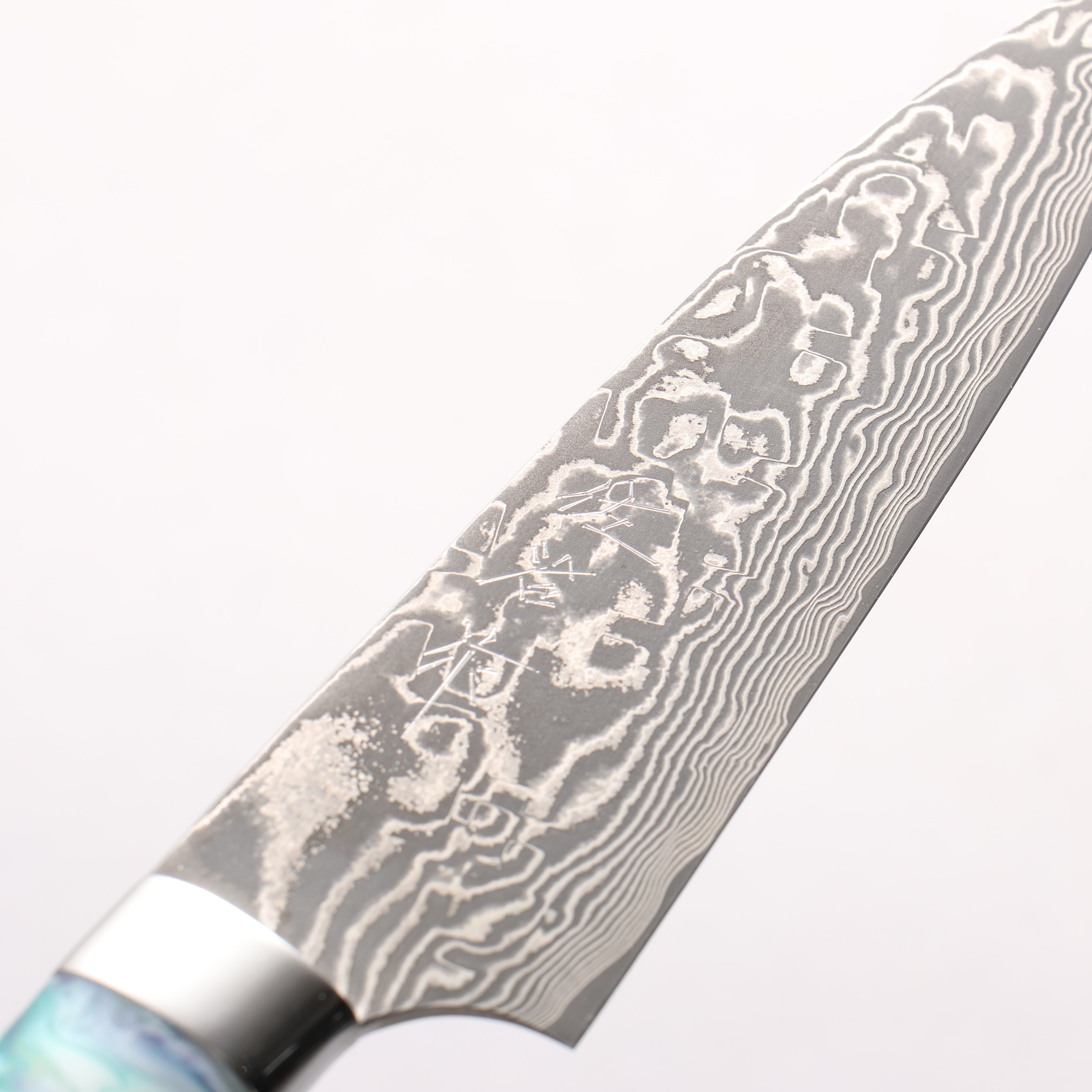 Takeshi Saji SG2 Black Damascus Petty-Utility 130mm White and Blue Marble Acrylic Handle