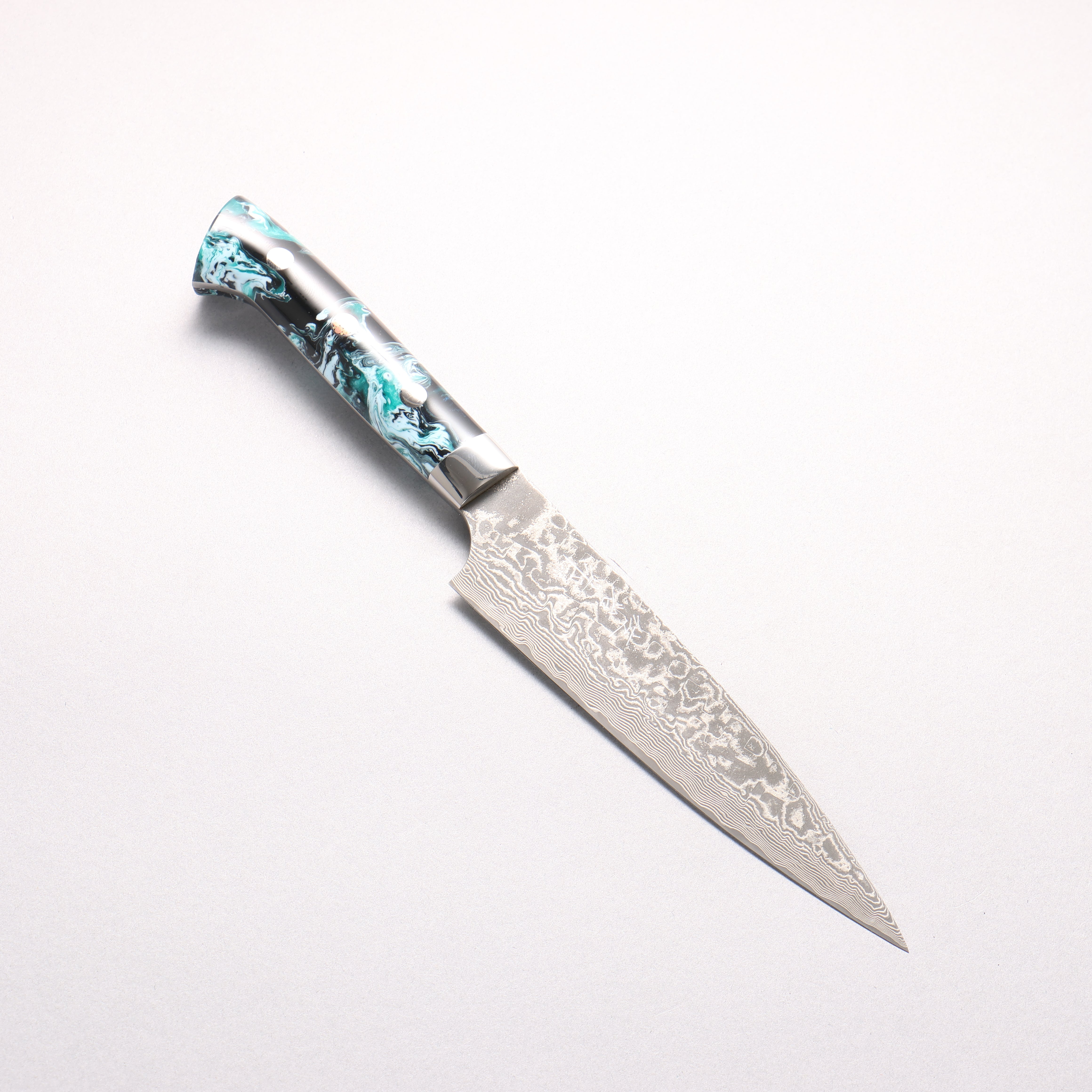 Takeshi Saji SG2 Black Damascus Petty-Utility 150mm White Blue Black Acrylic Handle