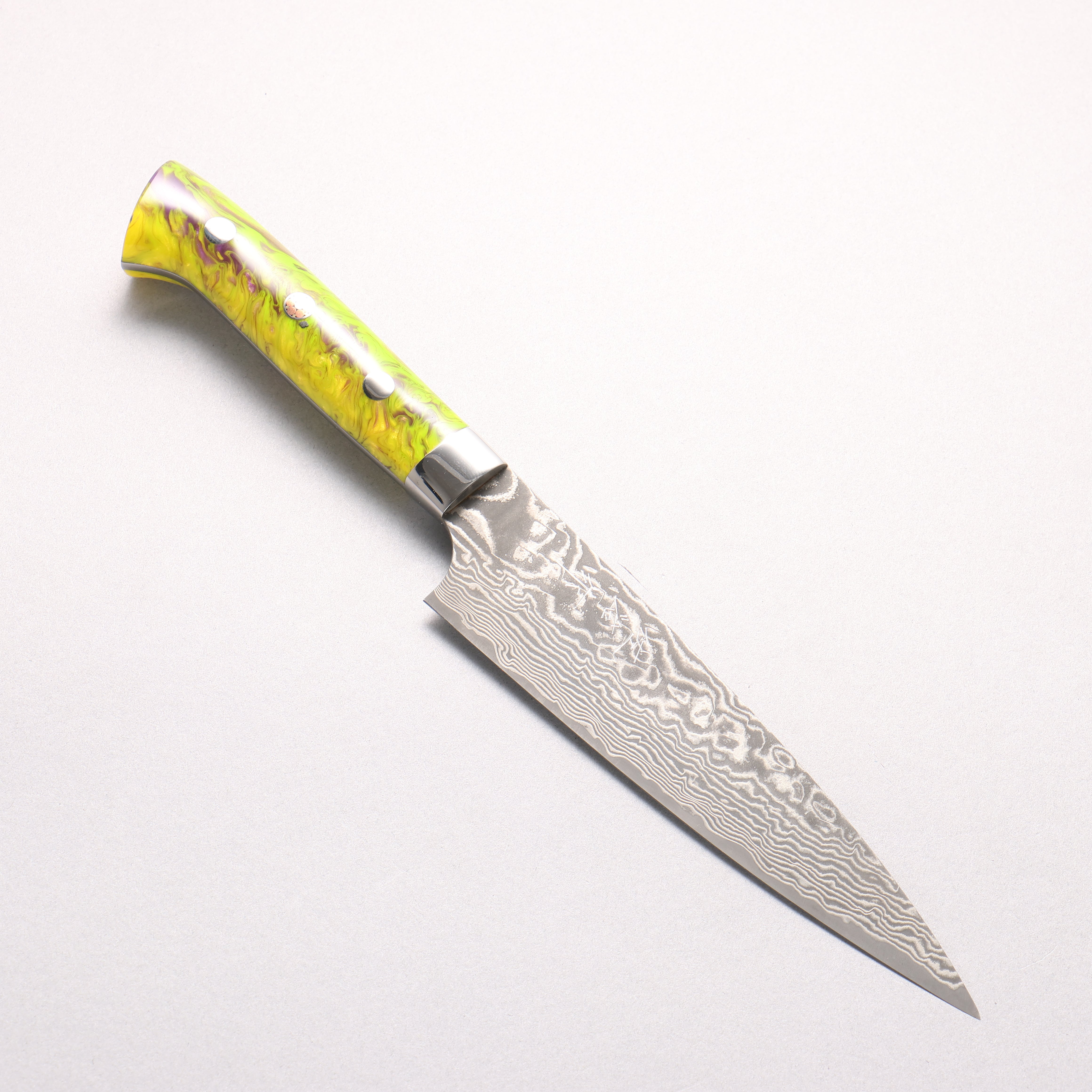 Takeshi Saji SG2 Black Damascus Petty-Utility 150mm Green and Purple Marble Acrylic Handle