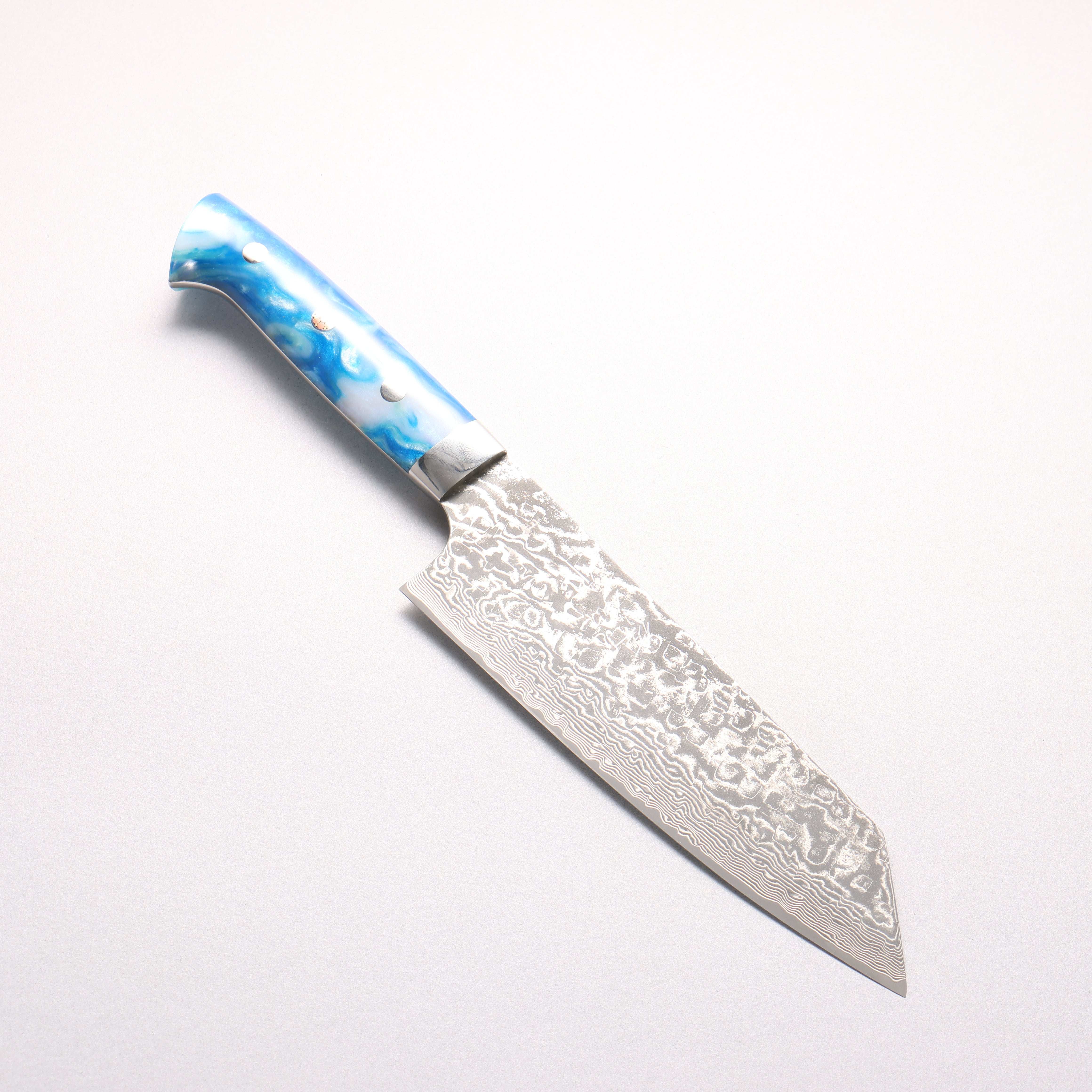 Takeshi Saji SG2 Black Damascus Bunka 180mm Blue and White Acrylic Handle
