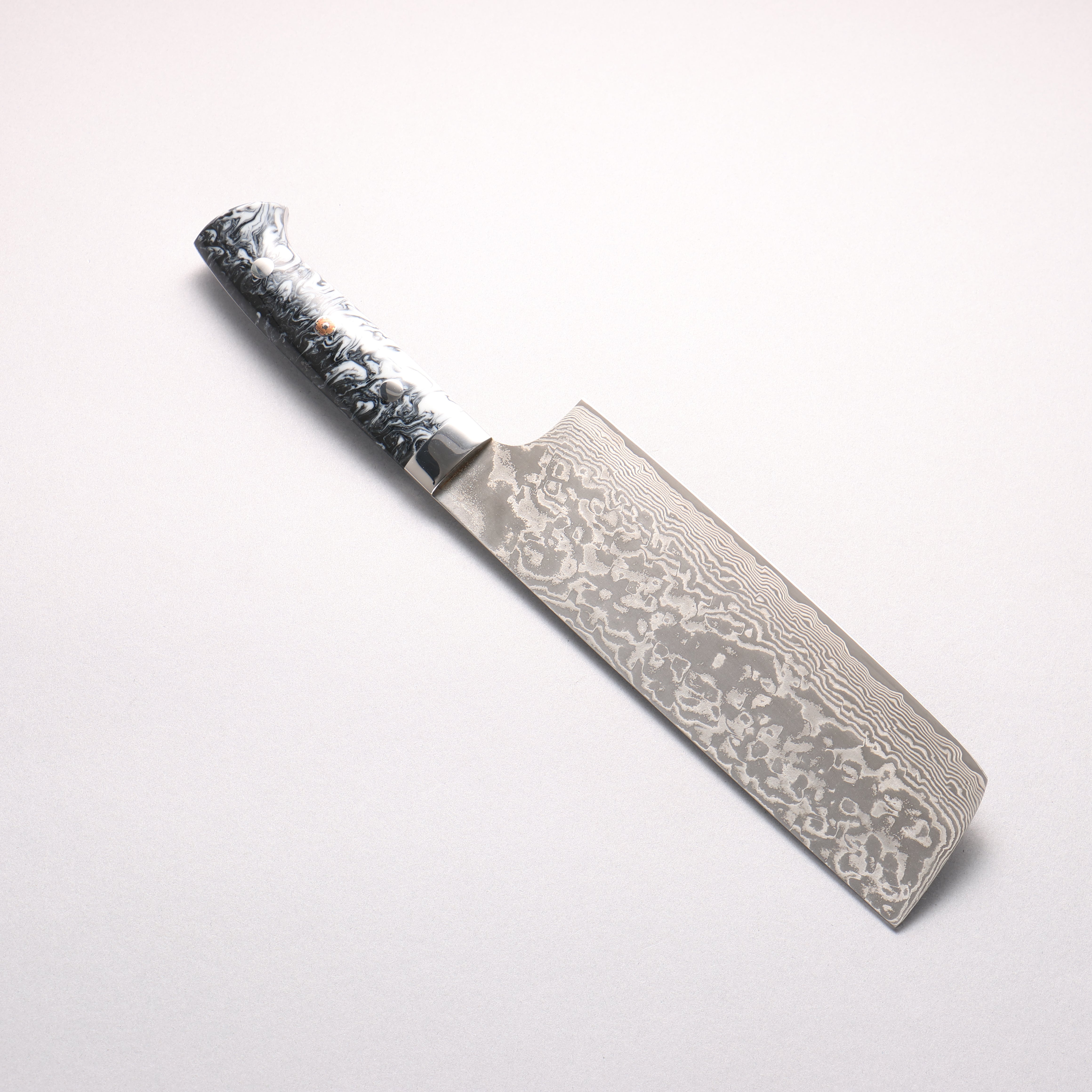 Takeshi Saji SG2 Black Damascus Nakiri 165mm White and Black Marble Acrylic Handle