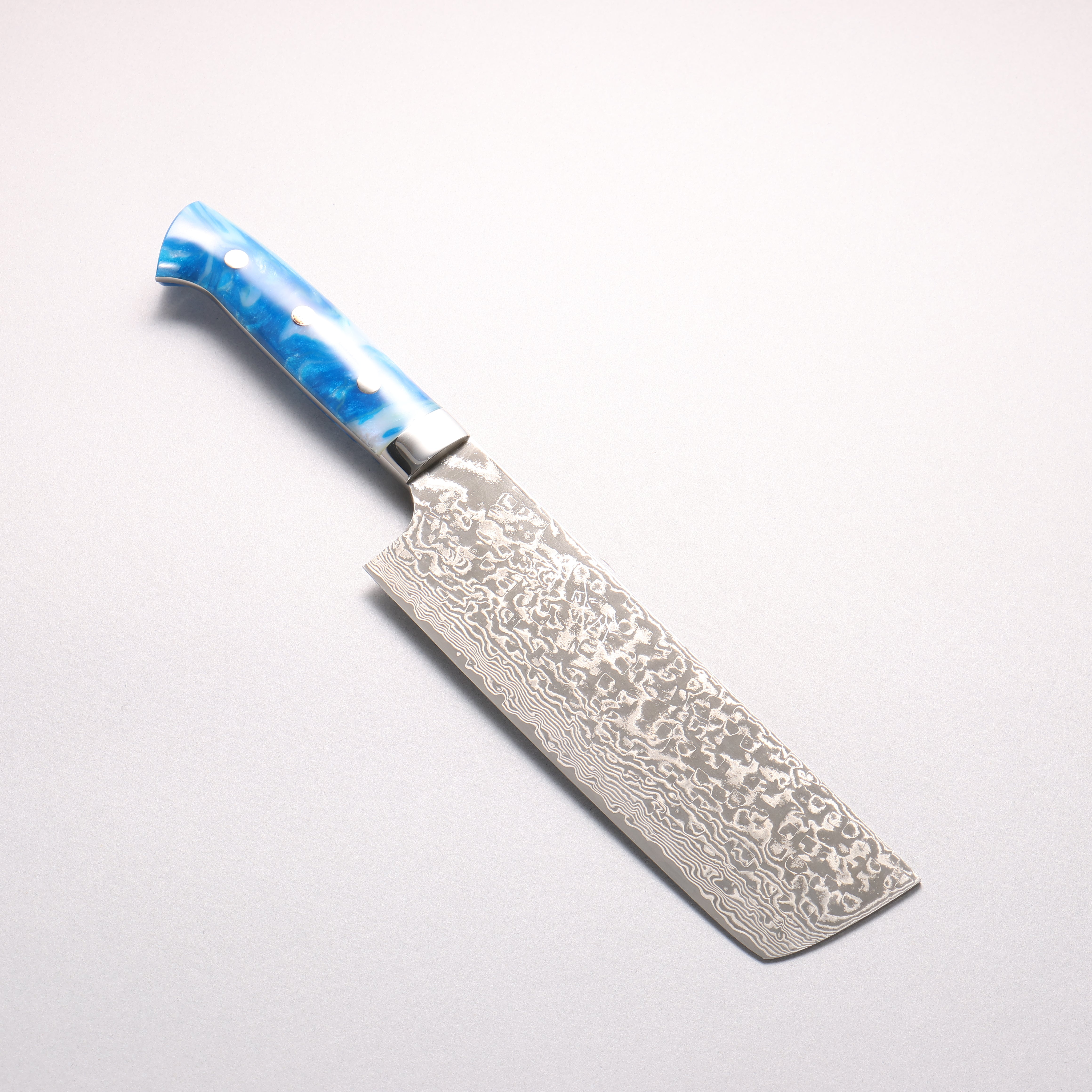 Takeshi Saji SG2 Black Damascus Nakiri 165mm Blue and White Acrylic Handle