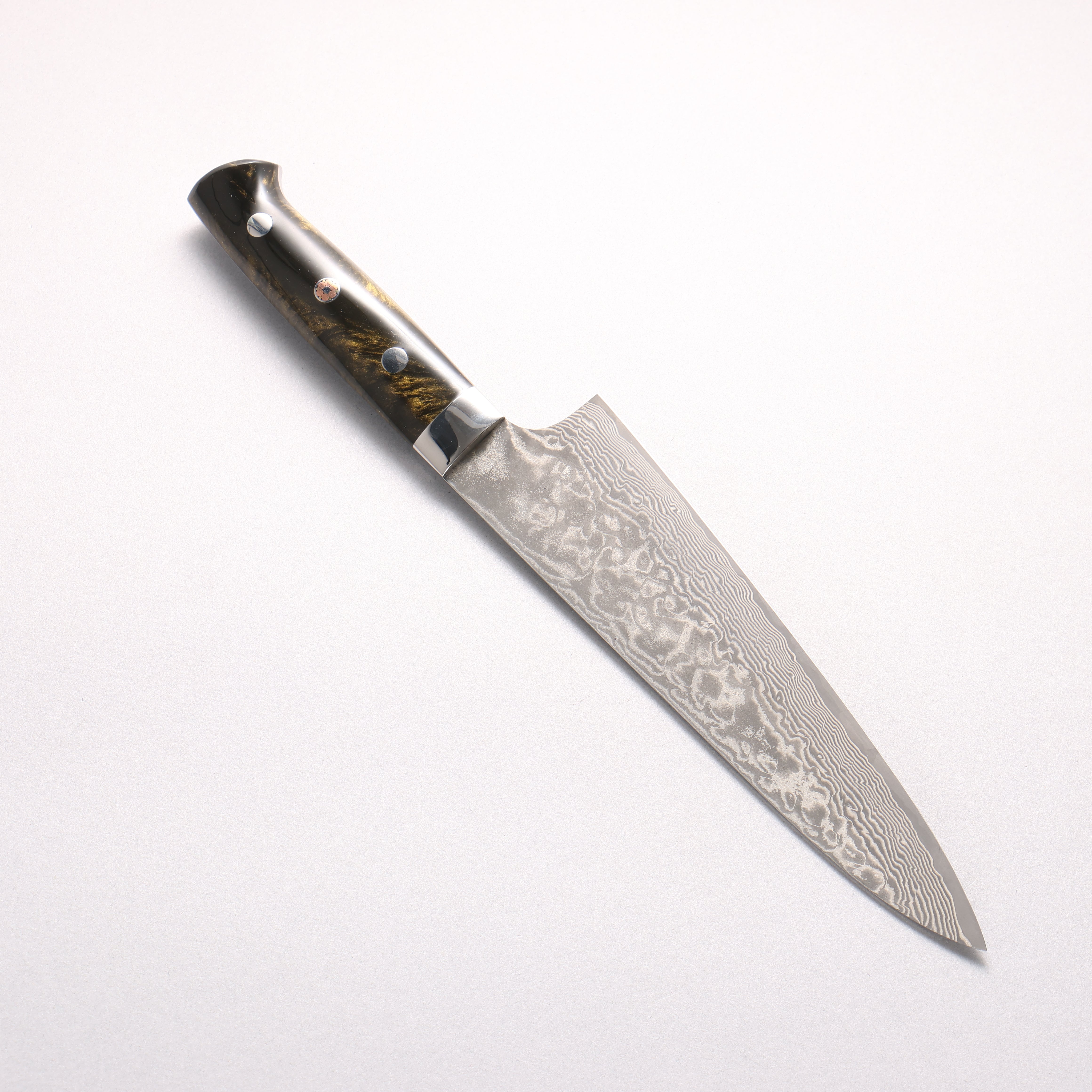 Takeshi Saji SG2 Black Damascus Gyuto 180mm Black With Gold Color Marble Acrylic Handle