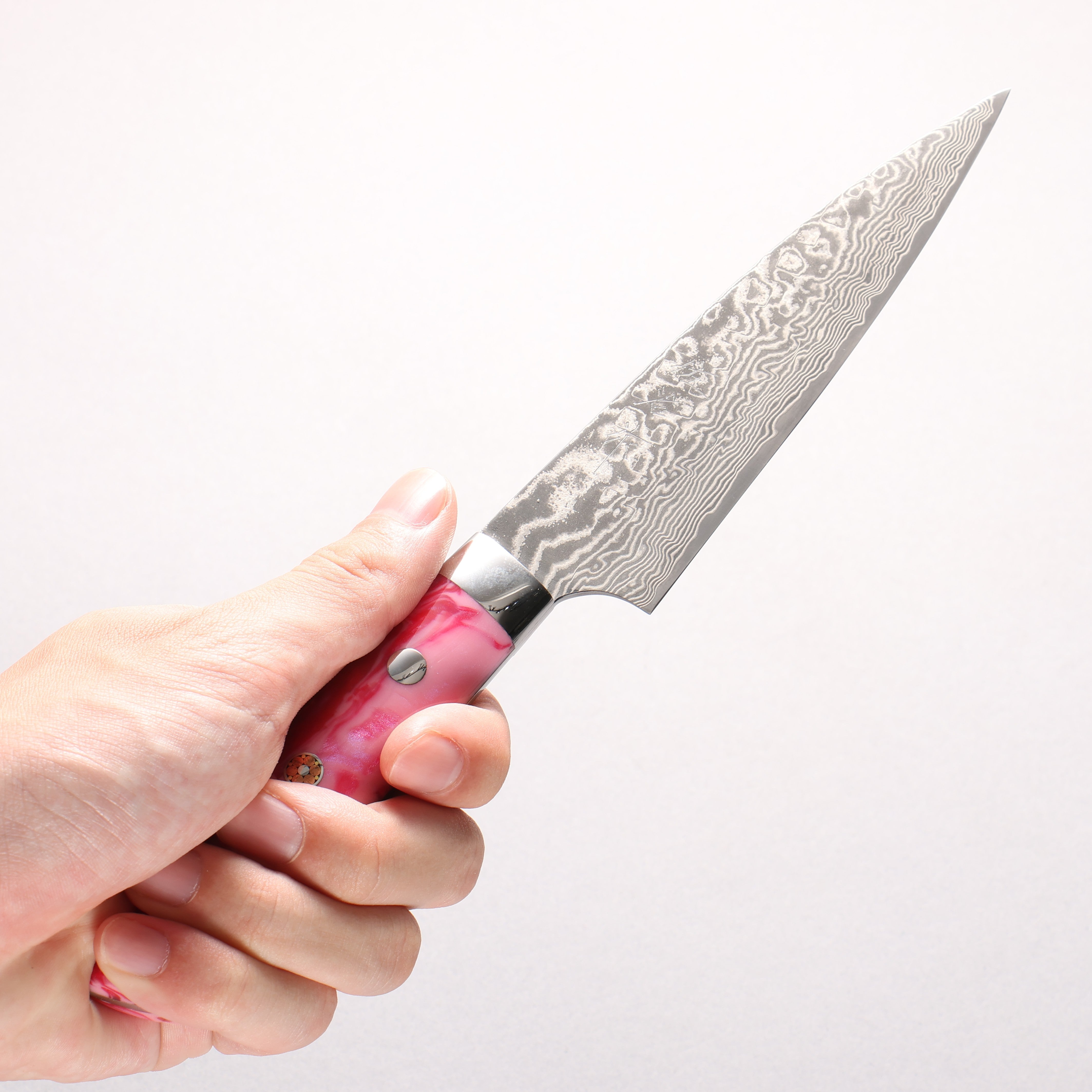 Takeshi Saji SG2 Black Damascus Petty-Utility 130mm Pink Marble Acrylic Handle