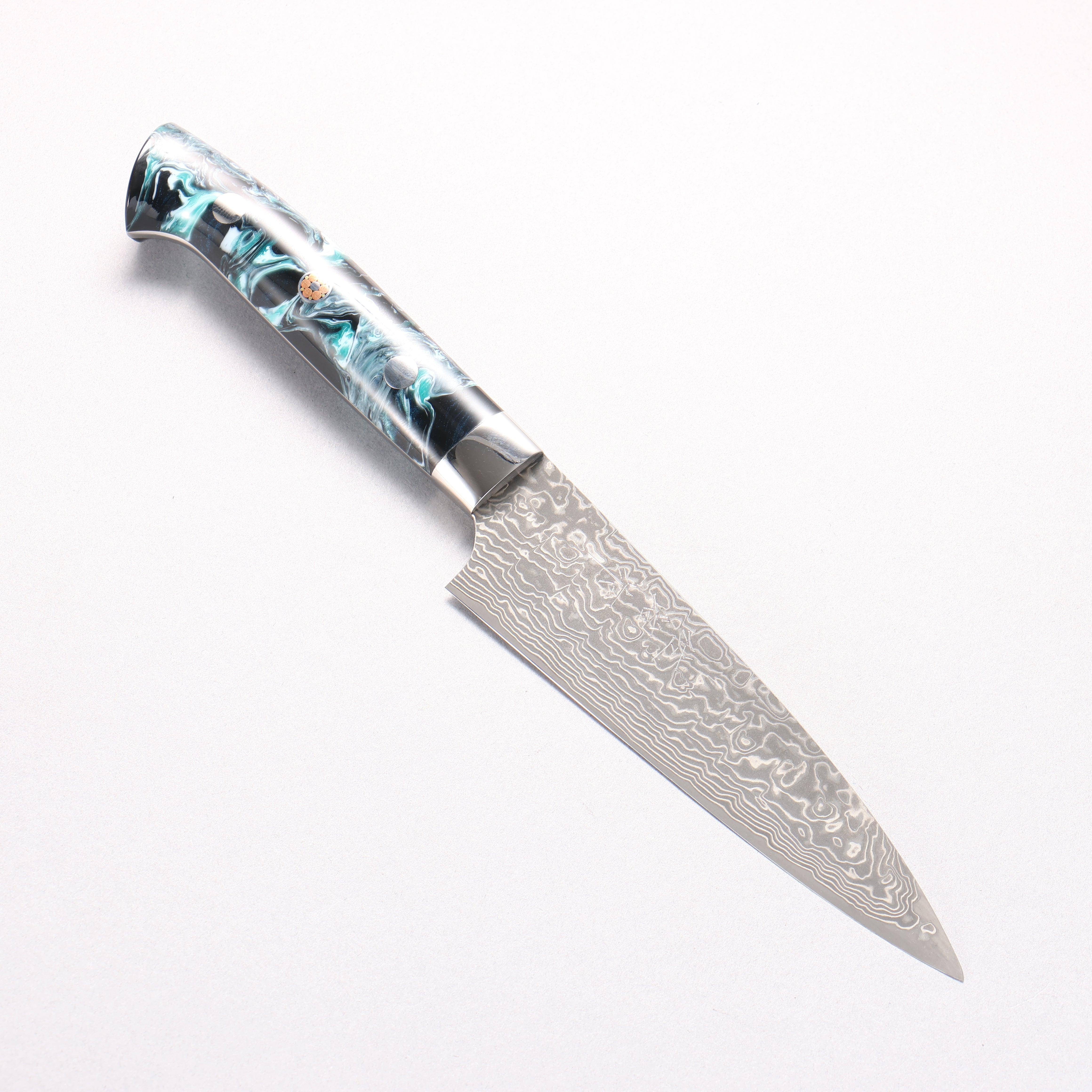 Takeshi Saji SG2 Black Damascus Petty-Utility 130mm White Blue Black Acrylic Handle